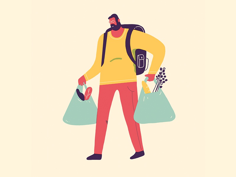 PEOPLE vegetables shopping bag urban illustration design food characte.jpg