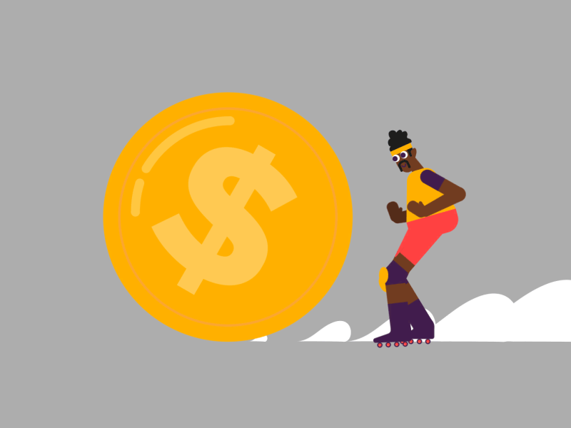 SKATER money rolling skater video donation character design illustrati.gif