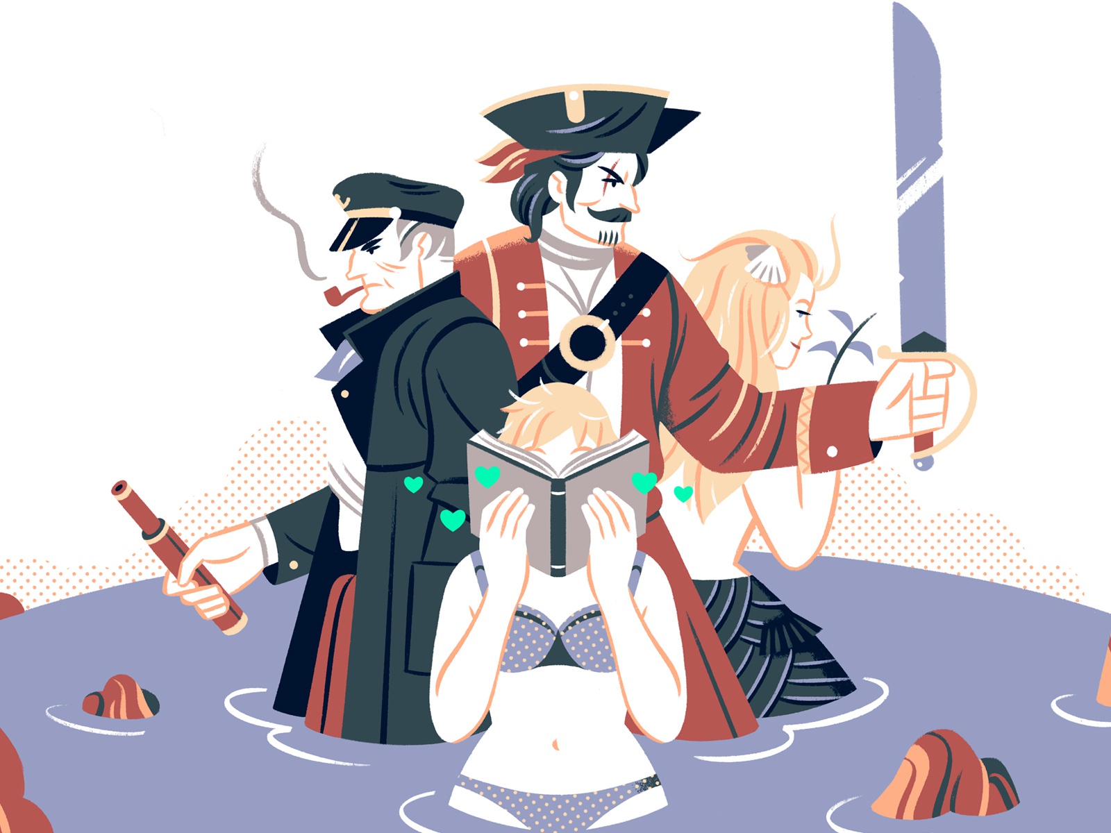 The Sea mermaid pirate ocean sea teaching editorial editorial illustra.jpg