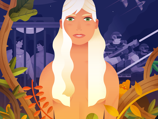 Un Mundo Propio spaceship woman scifi book cover character vector.webp