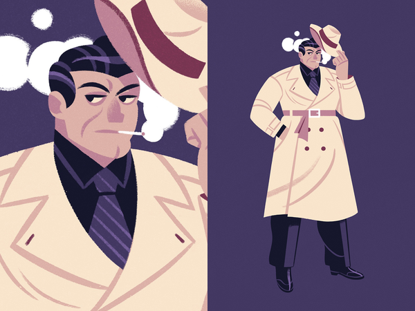 Sam Spade procreate detective noir design illustration character.webp
