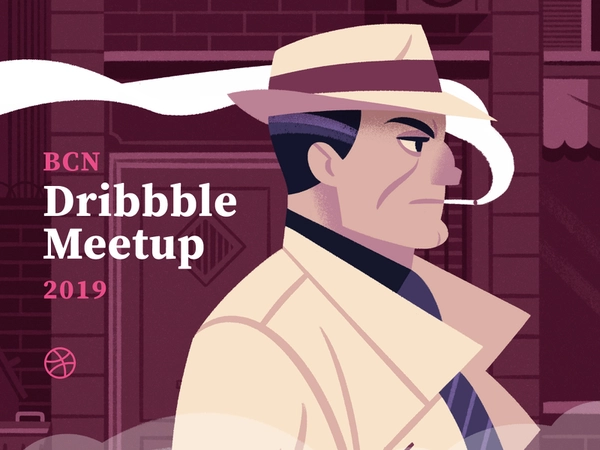 Dribbble Meetup design character noir detective meetups dribbble illus.webp