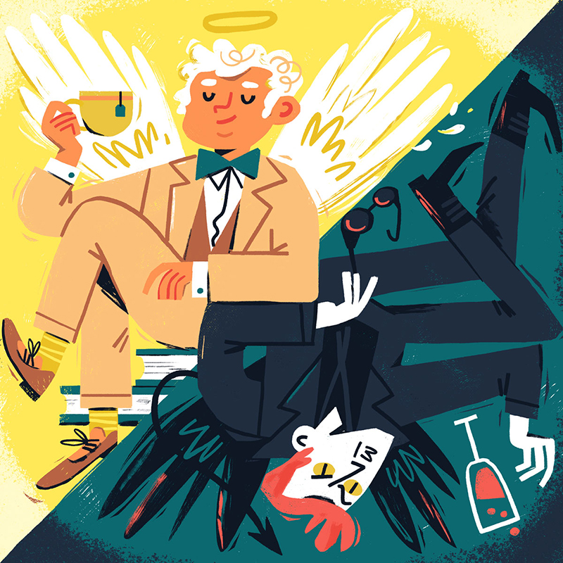 good omens ILLUSTRATION  Editorial Illustration Fan Art angel demon tv.jpg