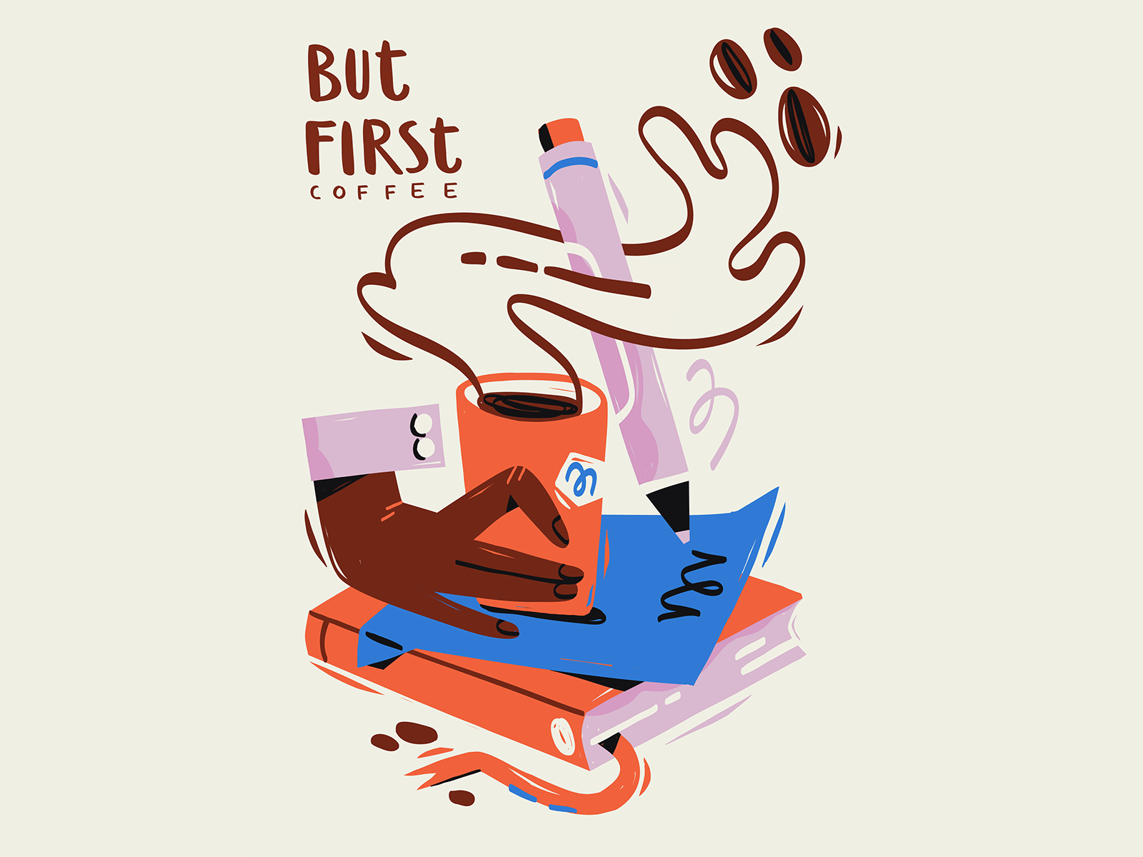 But First Coffee coffee bean books brand design digital art packaging.png