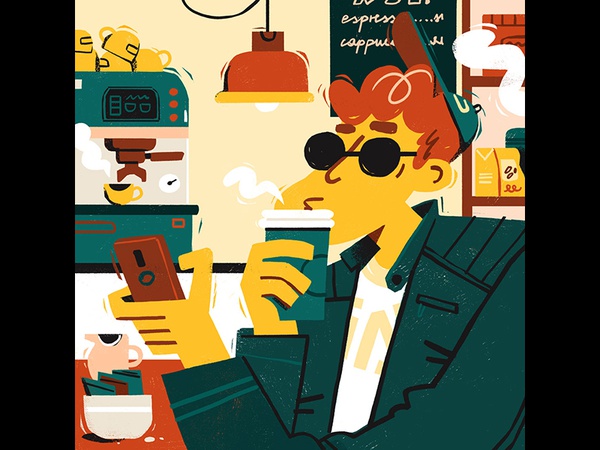 Monday Mood coffee break coffee shop bar character design people illus.jpg