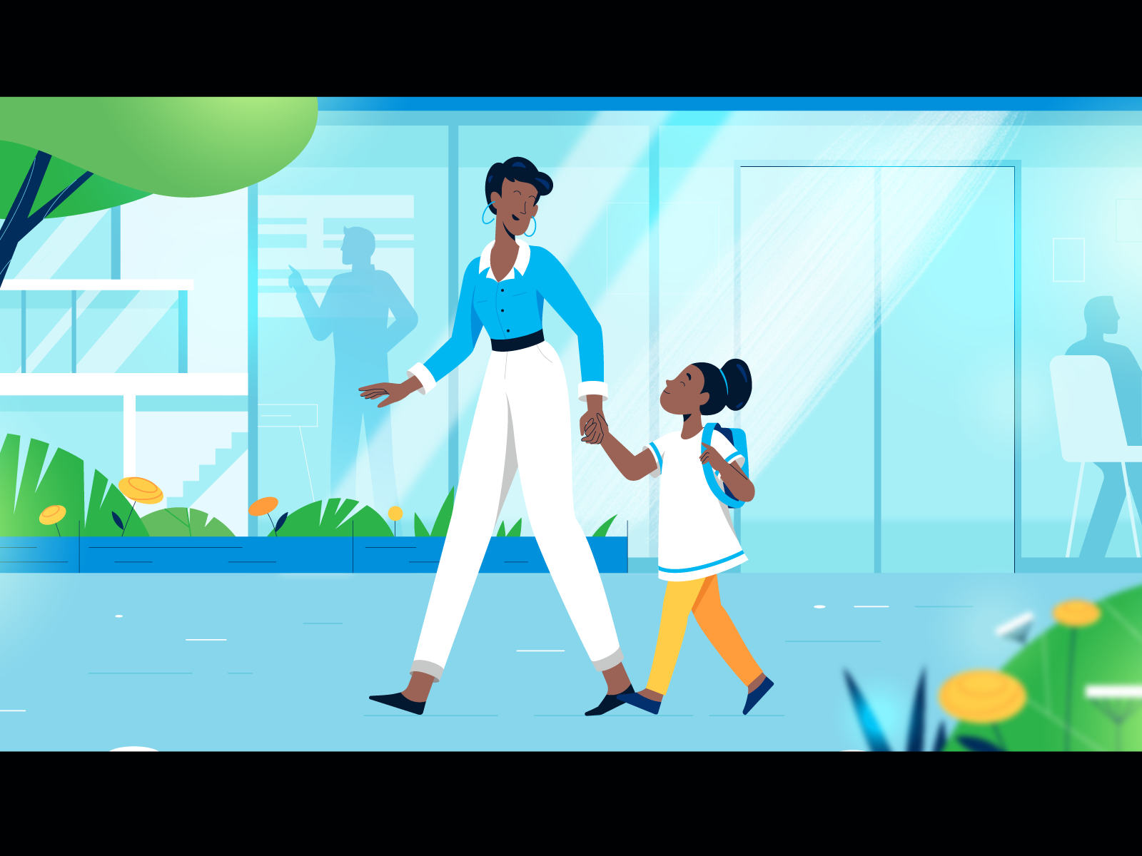 style frame for video explainer blue office mom daughter parents graph.png