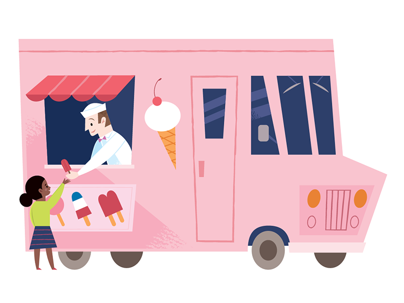 Ice Cream Truck vector midcentury spot illustration ice cream truck ic.webp