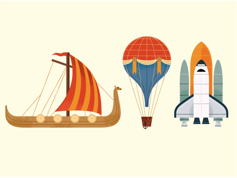 From here to there travel balloon viking technology history book icon.webp