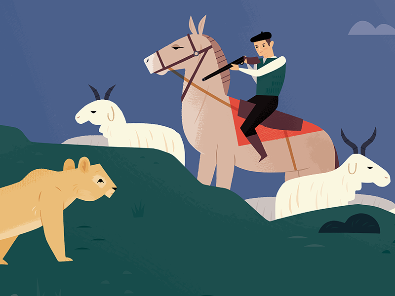 Pumas and Gauchos travel mountain lion south america editorial illustr.png
