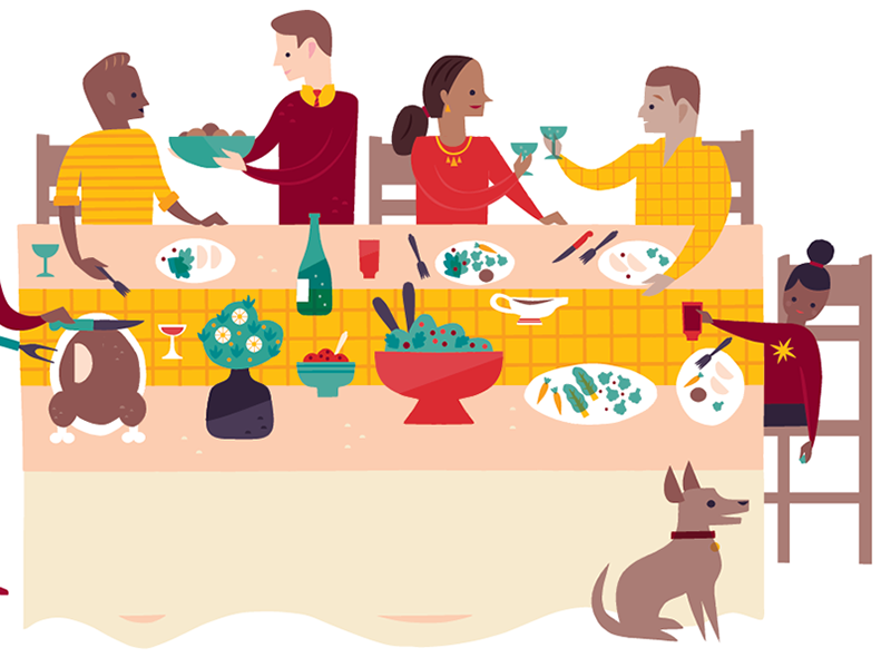 Holiday Table food illustration family dinner family holiday table hol.png