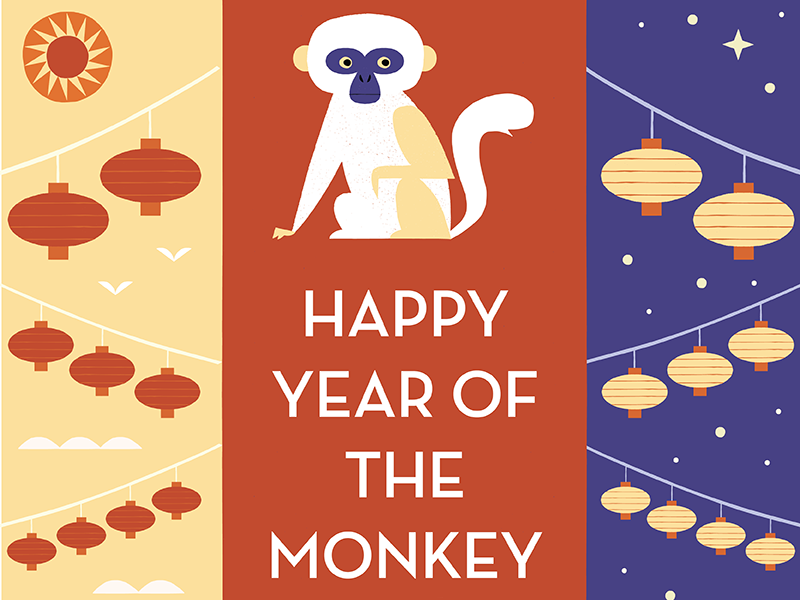 Year of the Monkey lanterns animals midcentury modern midcentury year.png