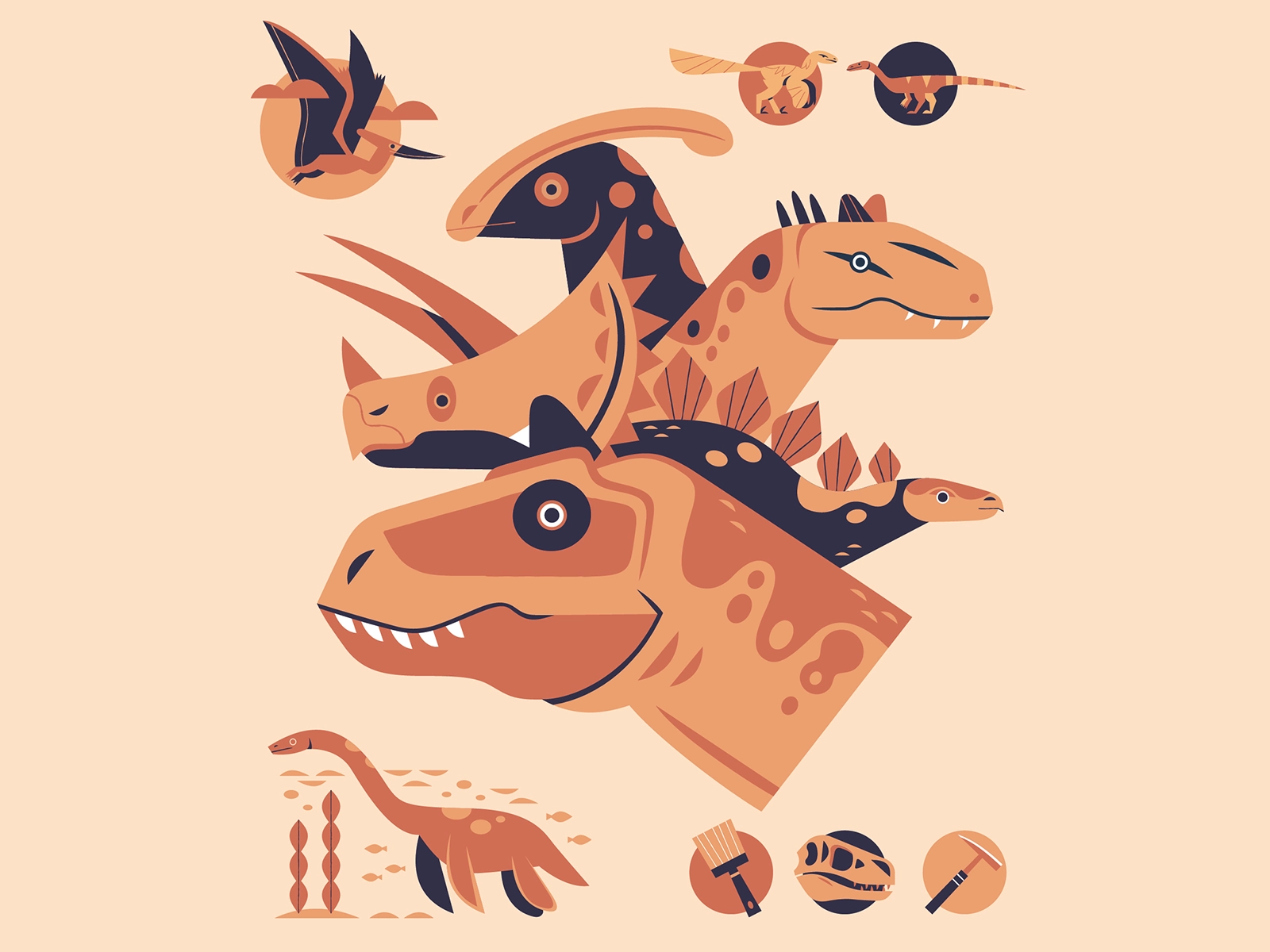 Dinosaurs adobe illustrator vector art vector dinosaur prehistoric din.webp
