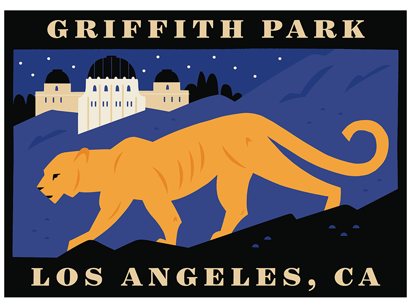 Griffith Park Luggage Label travel illustration retro vintage animal i.png