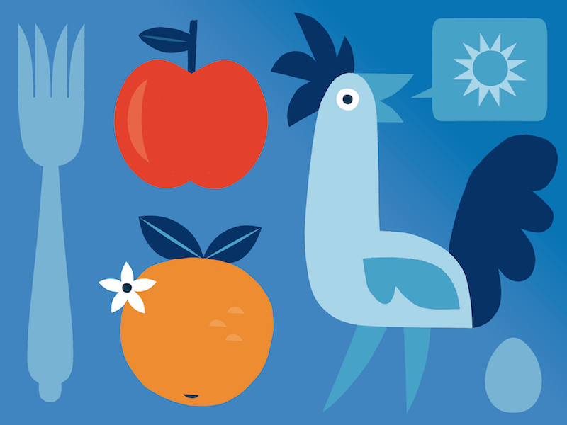 Kelloggs Breakfast chicken pattern editorial illustration illustrated.png