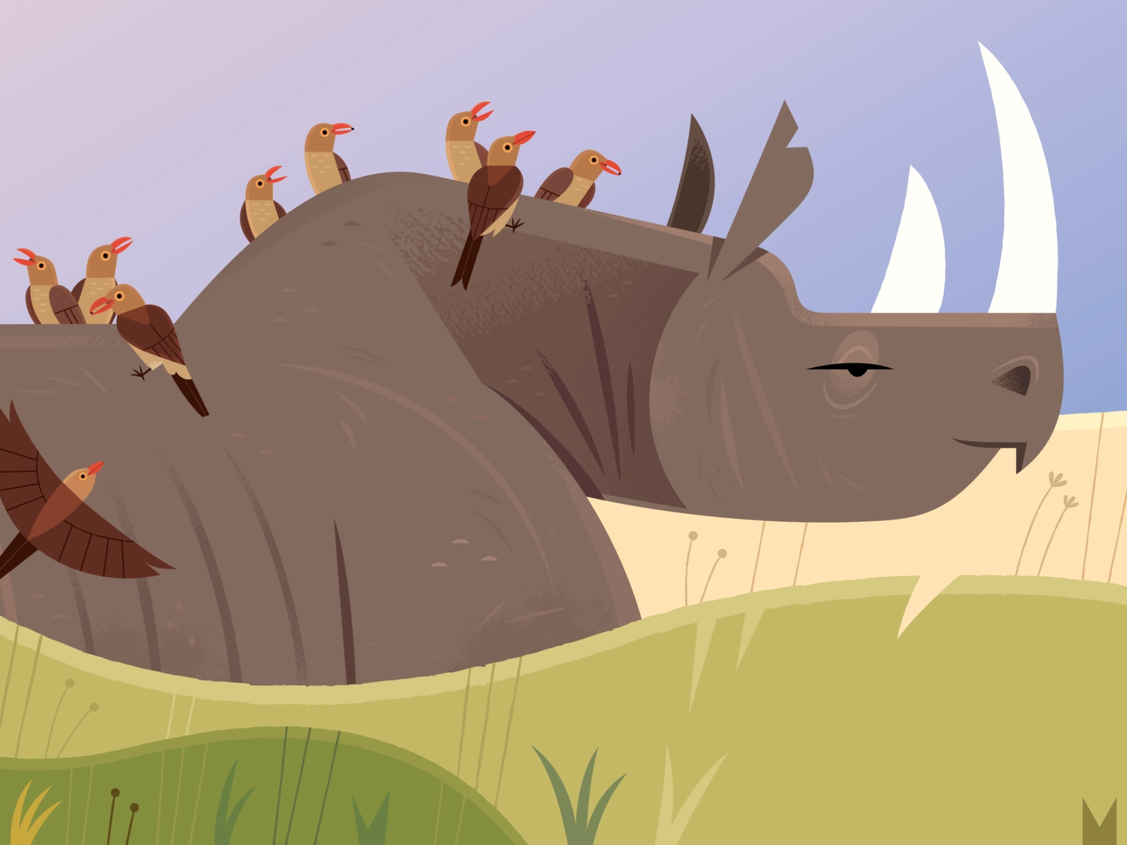 Just You and Me Rhinoceros and Oxpecker kid lit art vector illustratio.webp
