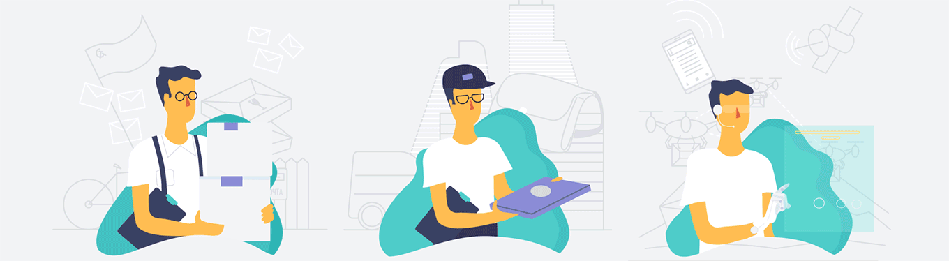 motion design flat profession doctor cook past future interactive inst.gif