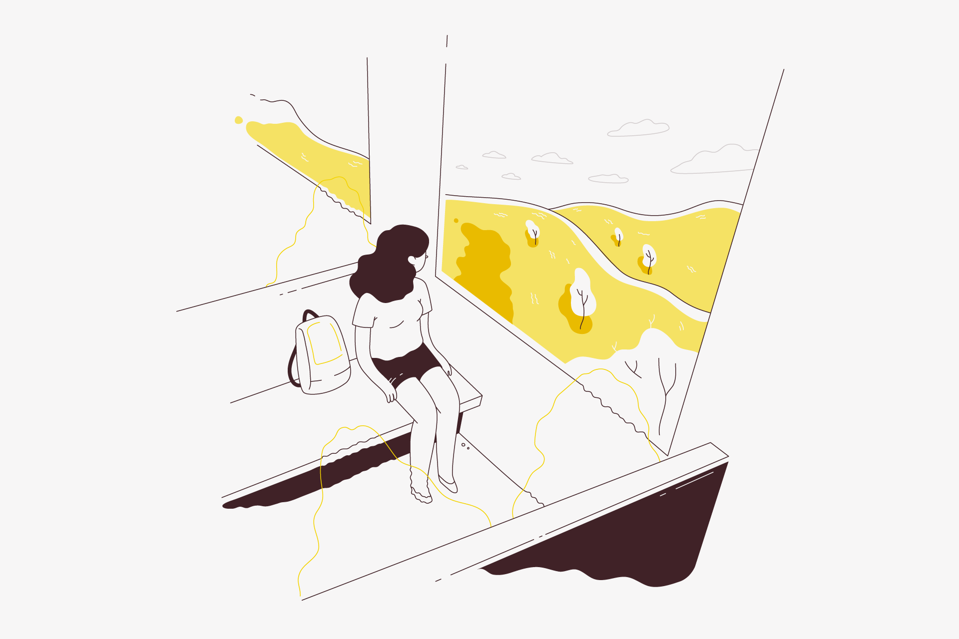 Travel alone girl Minimalism reflection autumn seasons spring summer w (3).png