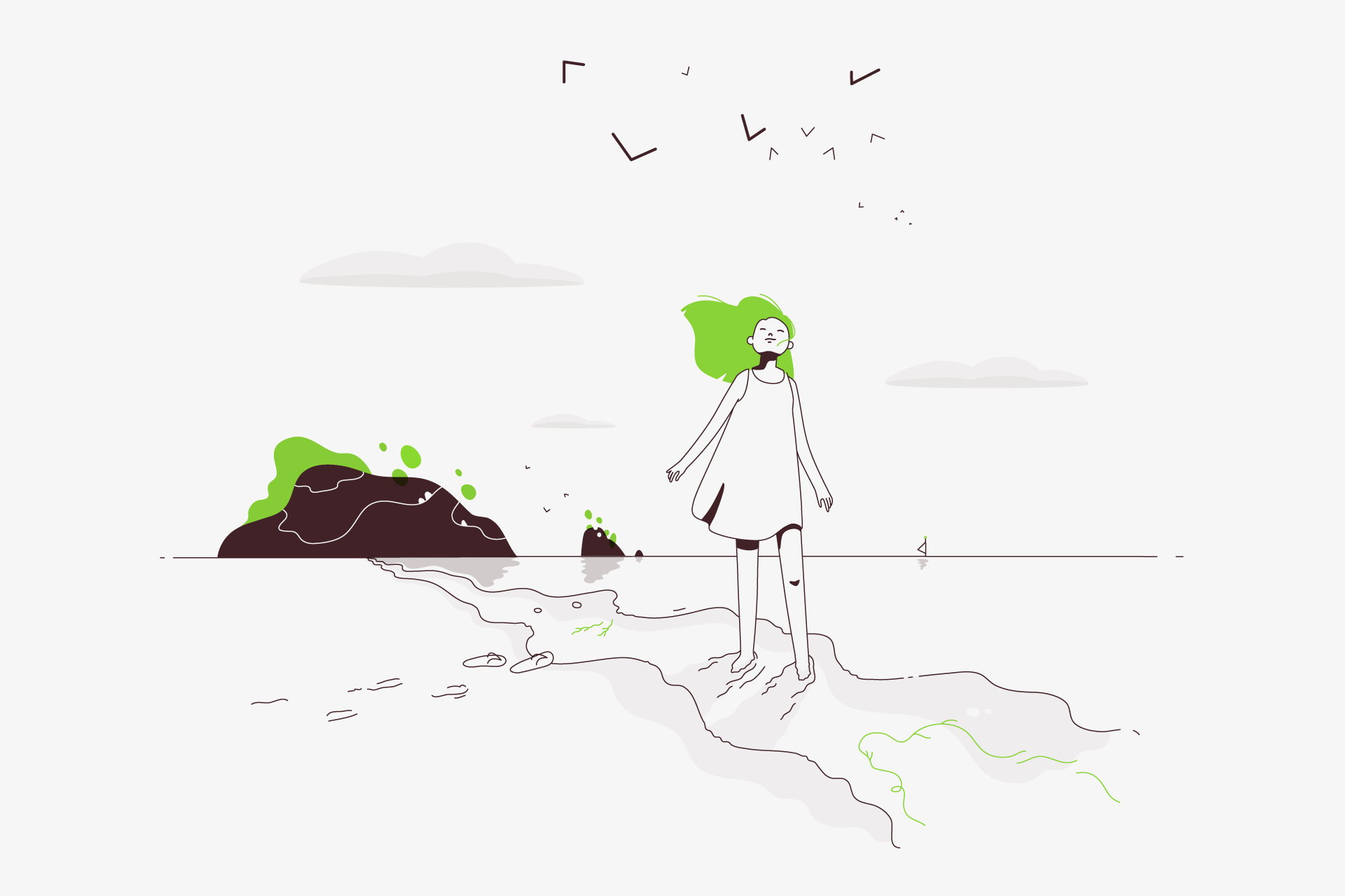 Travel alone girl Minimalism reflection autumn seasons spring summer w (4).png