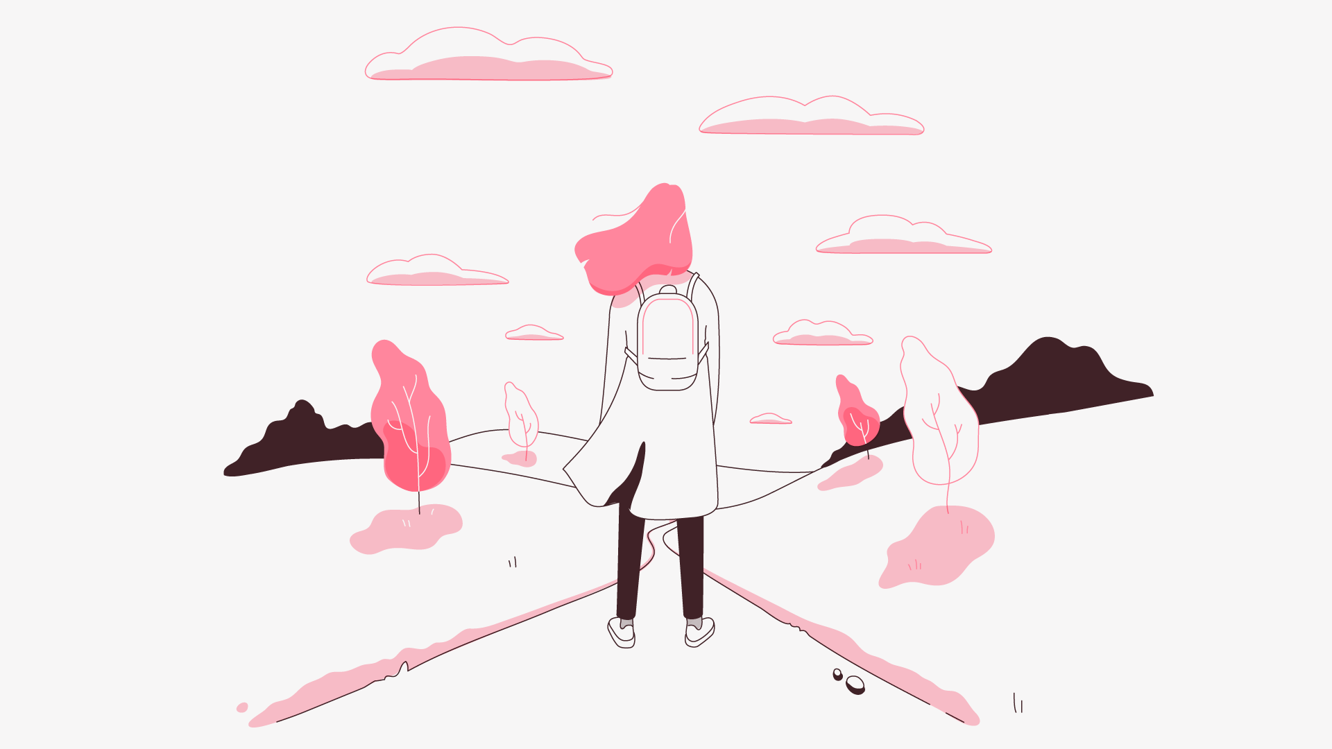 Travel alone girl Minimalism reflection autumn seasons spring summer w.png
