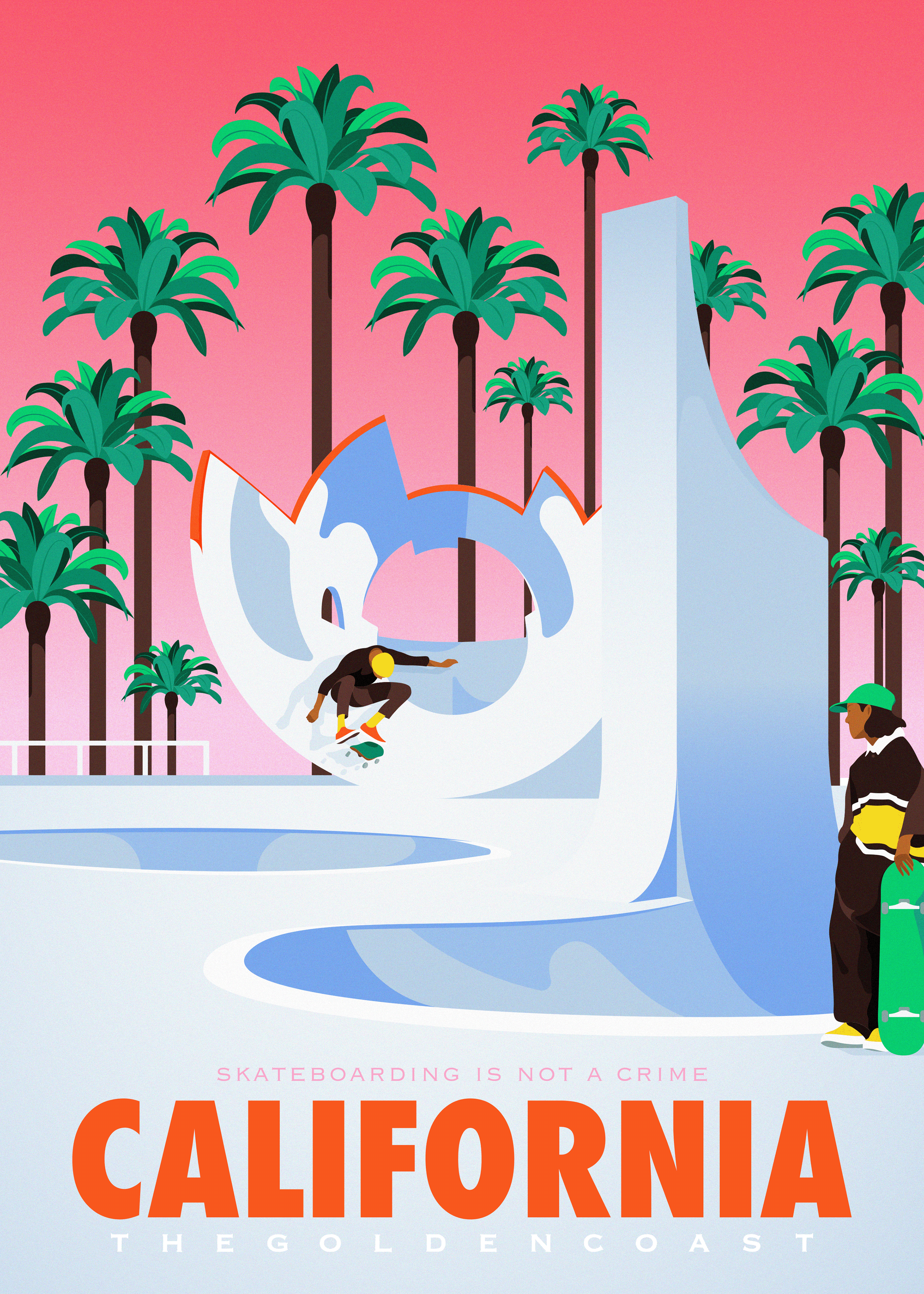California car city colorful poster summer vector adobe illustrator digital illustration