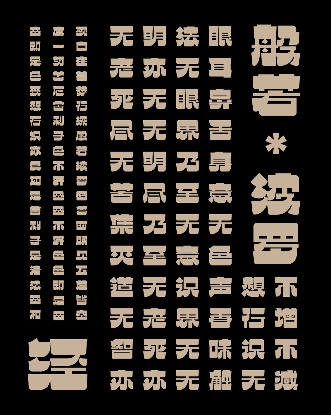 般若波罗密多心经「实验性字体」