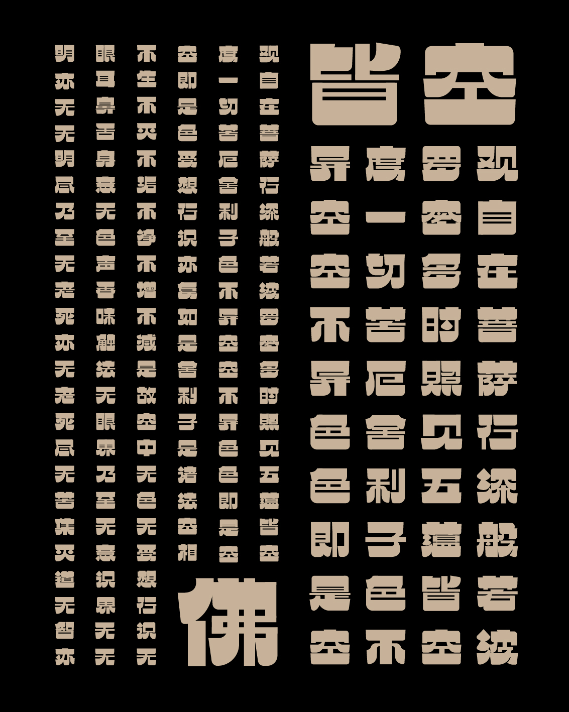 般若波罗密多心经「实验性字体」