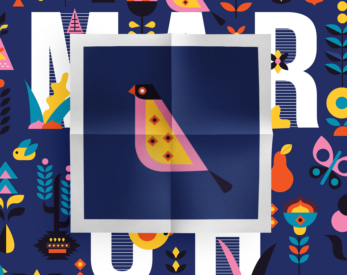 bird vector flat isometry Fun colorful Playful Illustrator march spring FOX animals