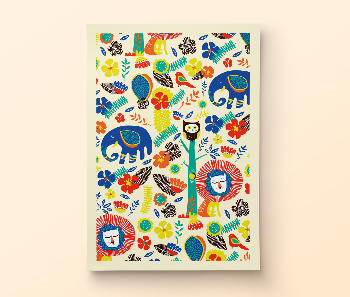 owl Chumbak indian India colors Parachute vector Patterns Fun bright clock glass bird Flowers jungle