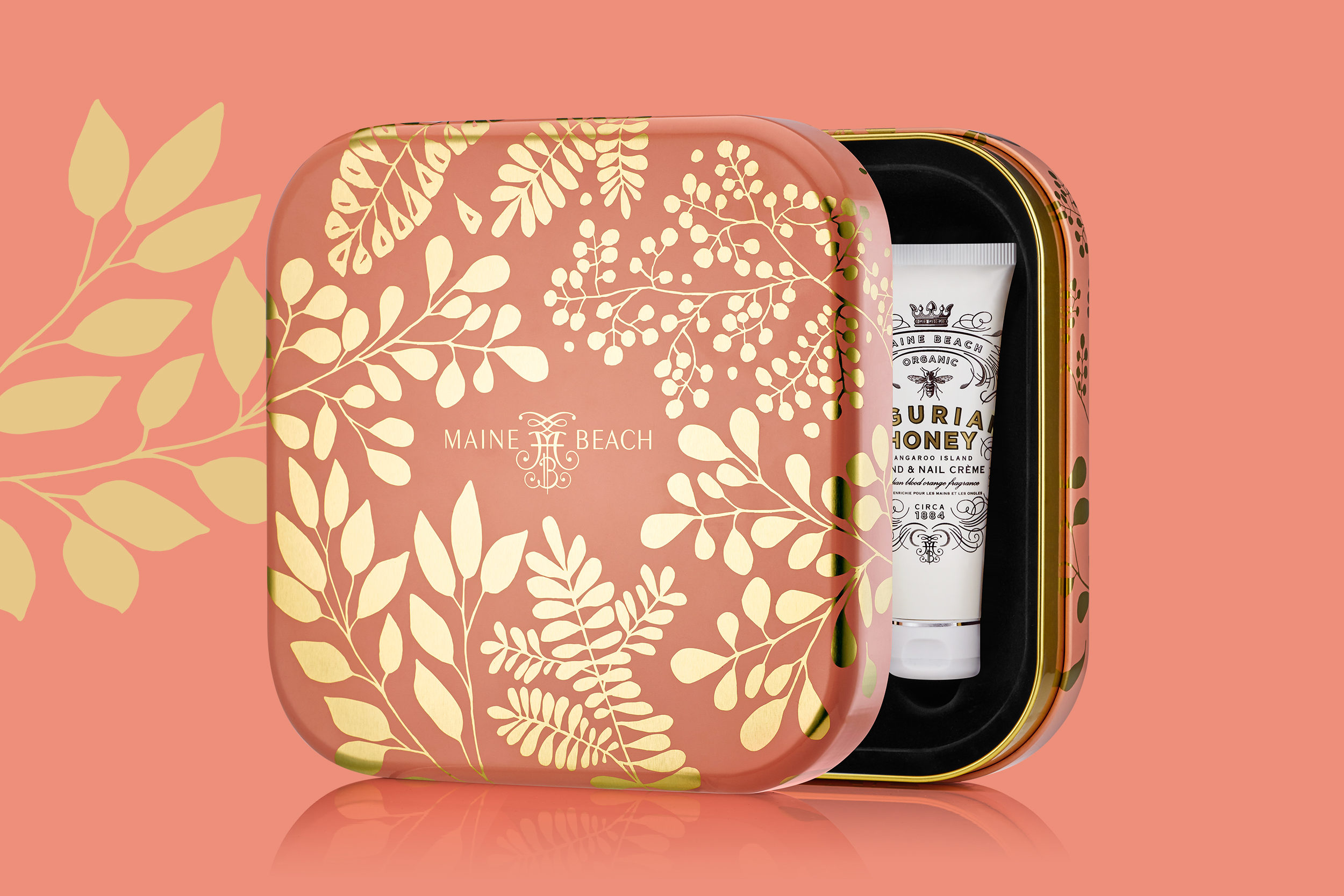 Packaging packaging design Harcus Body care BODYCARE maine beach australian bodycare tin christmas edition