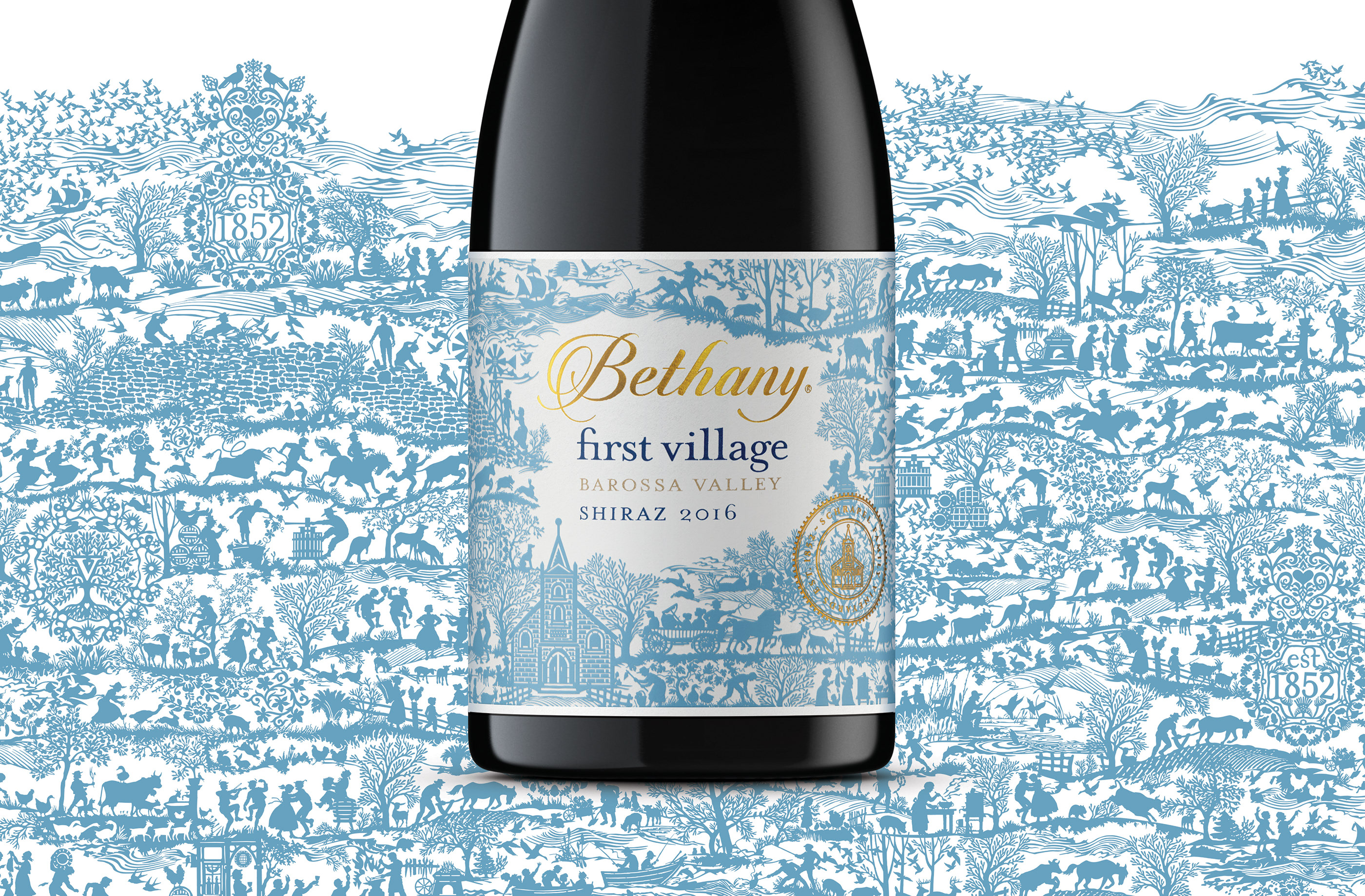 Oceania Design Agency Australia Sydney Design Agency Bethany First village wine label Barossa Wine Australian Wine label harcus design Packaging