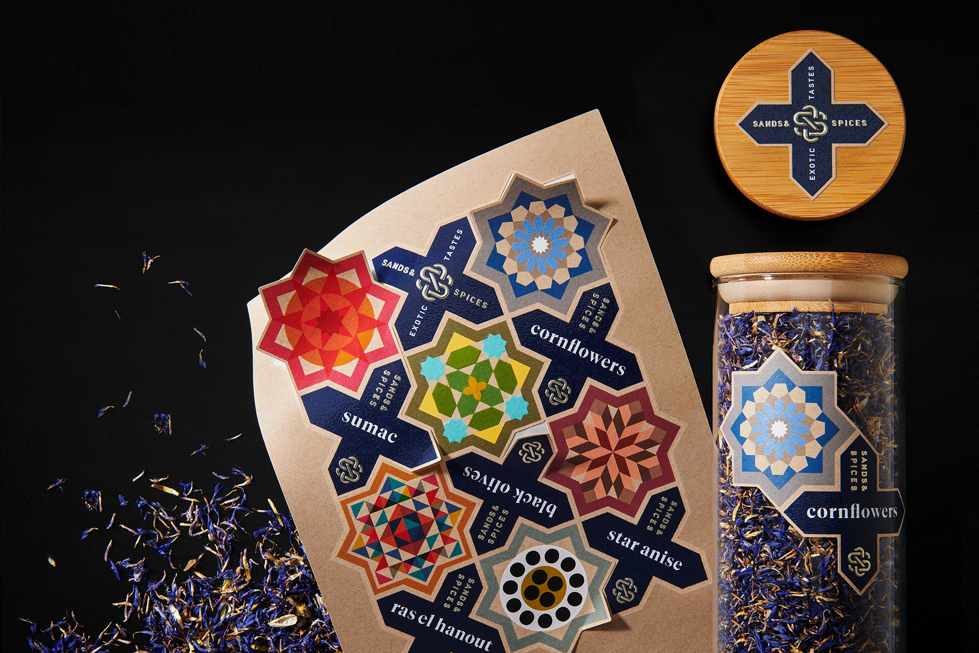 Harcus harcus design label design moroccan spices Morocco Packaging packaging design sands & spices spices tiles