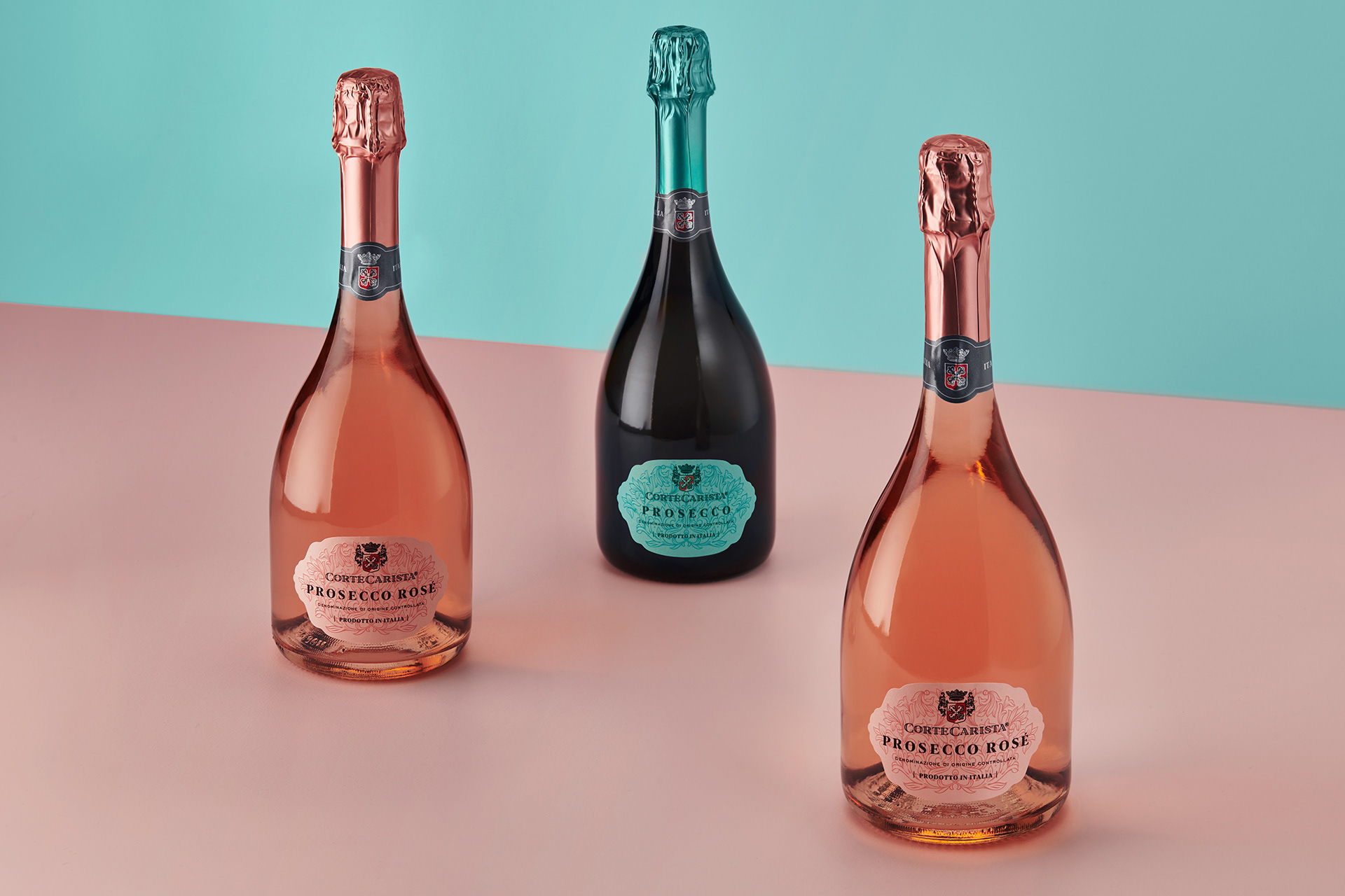 bottle drink glass bottle Harcus Label label design Packaging Prosecco label rose sparkling
