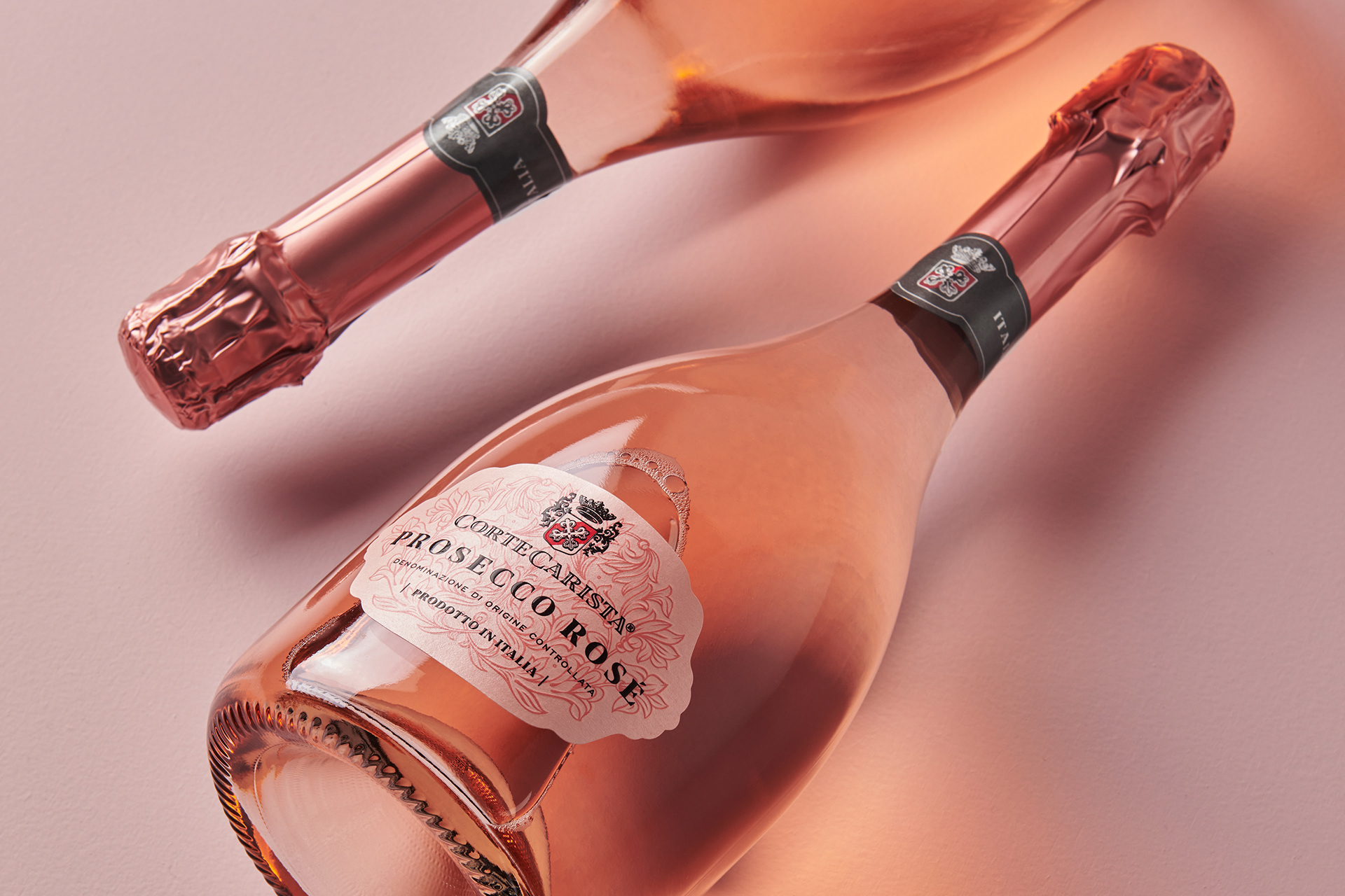 bottle drink glass bottle Harcus Label label design Packaging Prosecco label rose sparkling