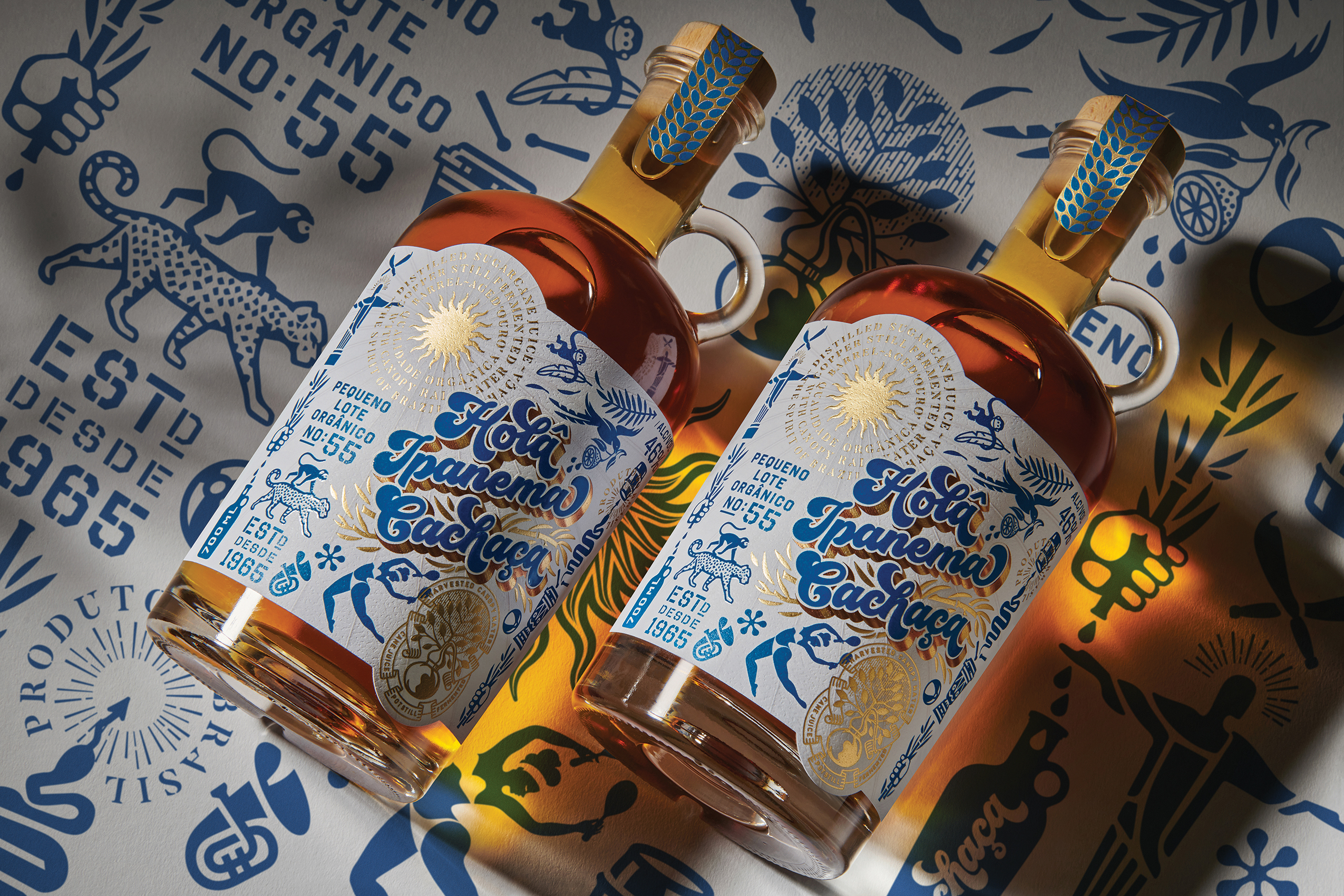 bottle Harcus harcus design Label label design package design  Packaging Rum Label hola ipanema ipanema