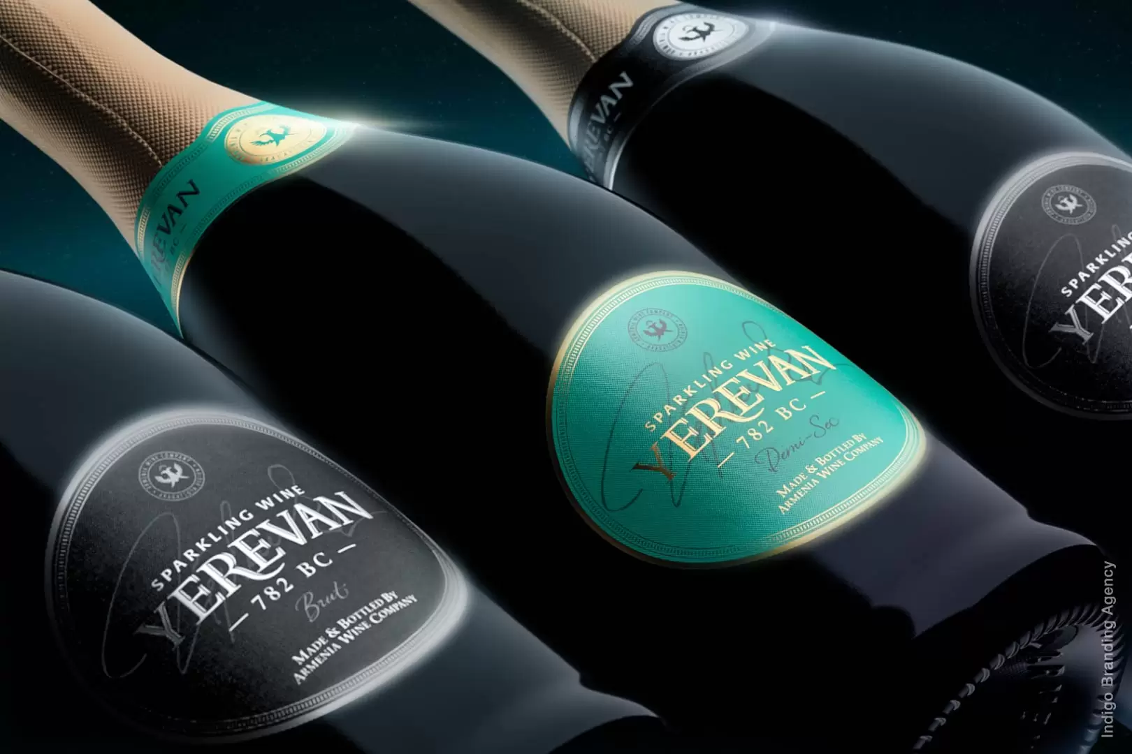 Yerevan Sparkling Wine branding and labeling design by Indigo branding