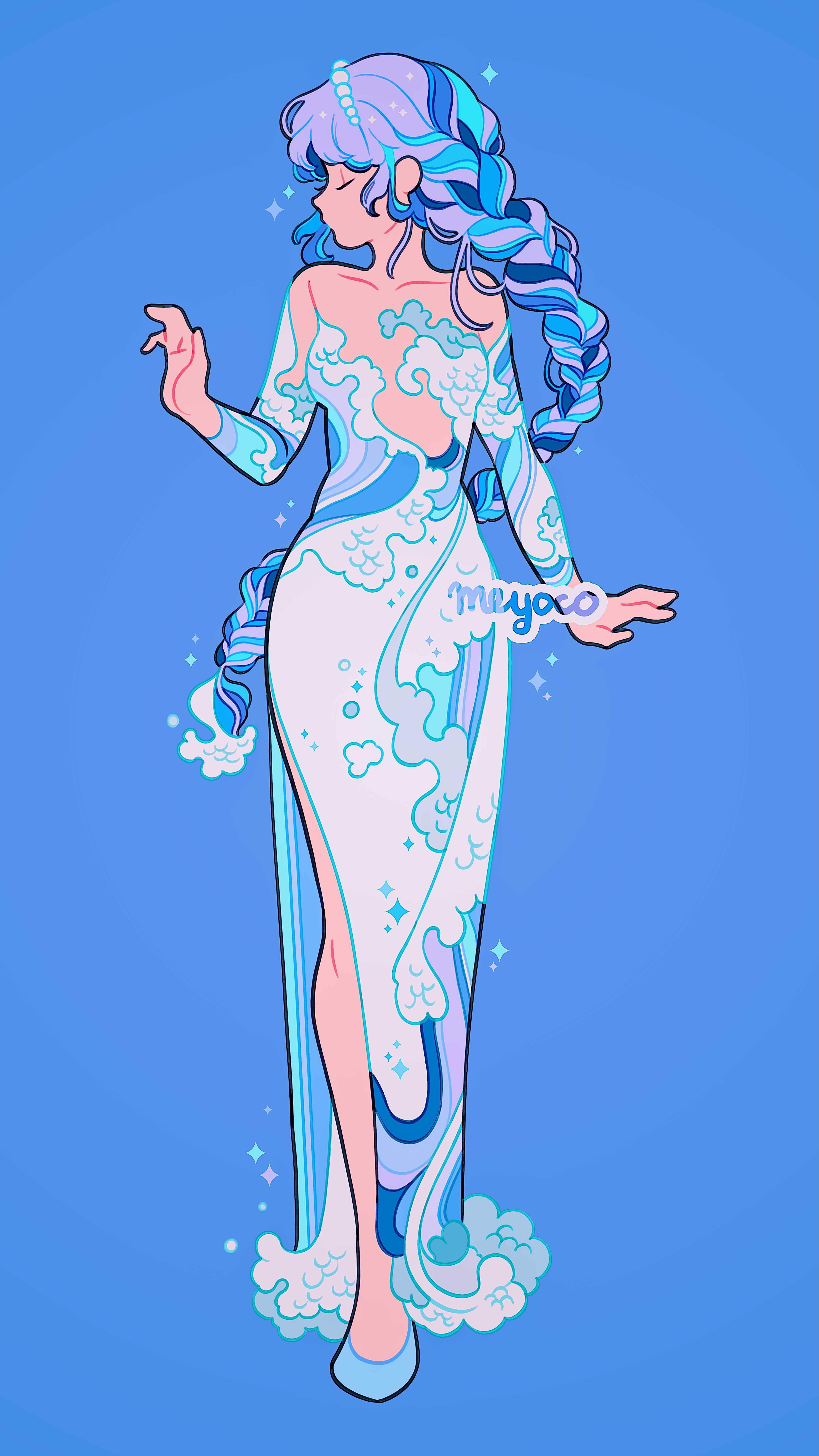 Ocean dress sketch timelapse
