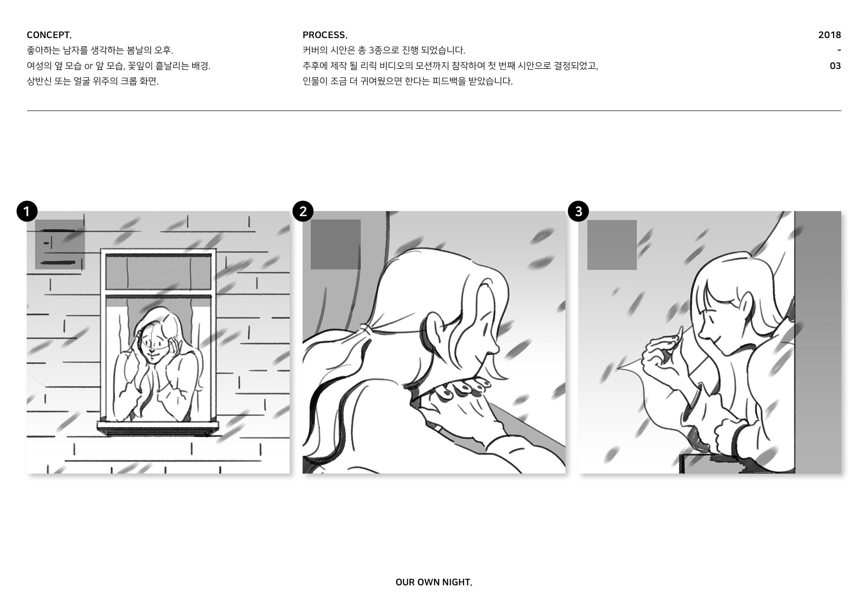 illust ILLUSTRATION  graphic design  charactor design our own night artwork Drawing  album cover soyou