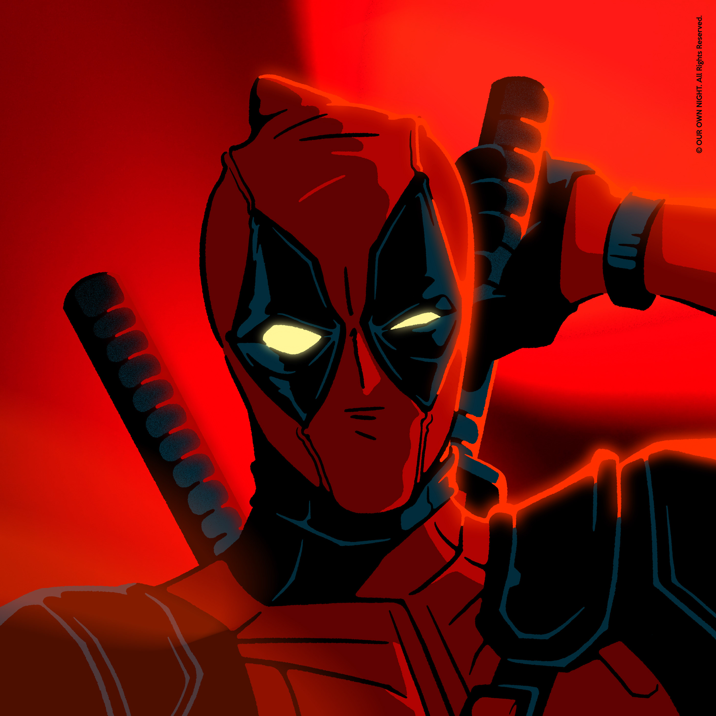 illust ILLUSTRATION  charactor design artwork deadpool Ryan Reynolds our own night graphic marvel