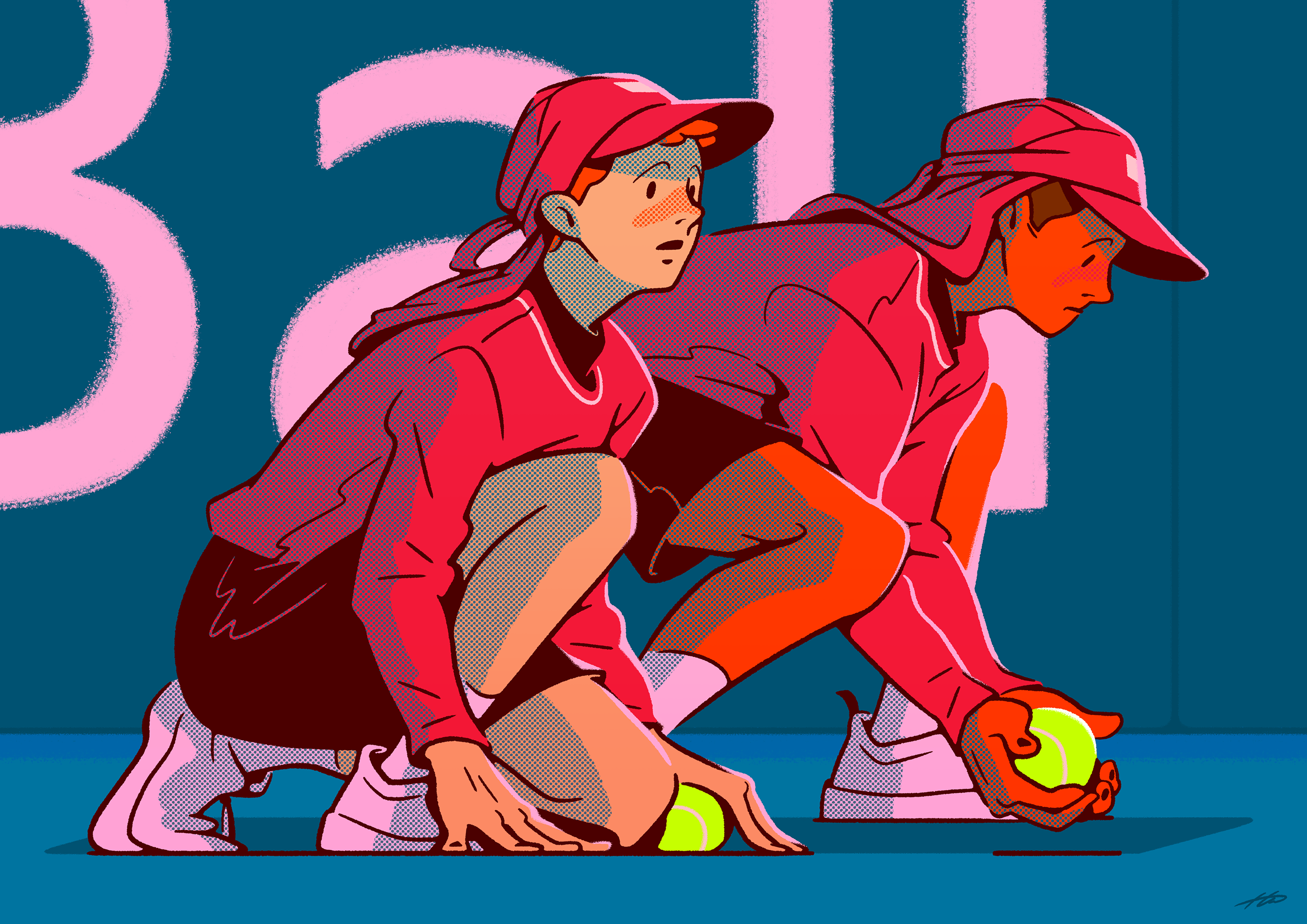 illust ILLUSTRATION  graphic design  Character design cartoon tennis Ball boy Digital Art  artwork