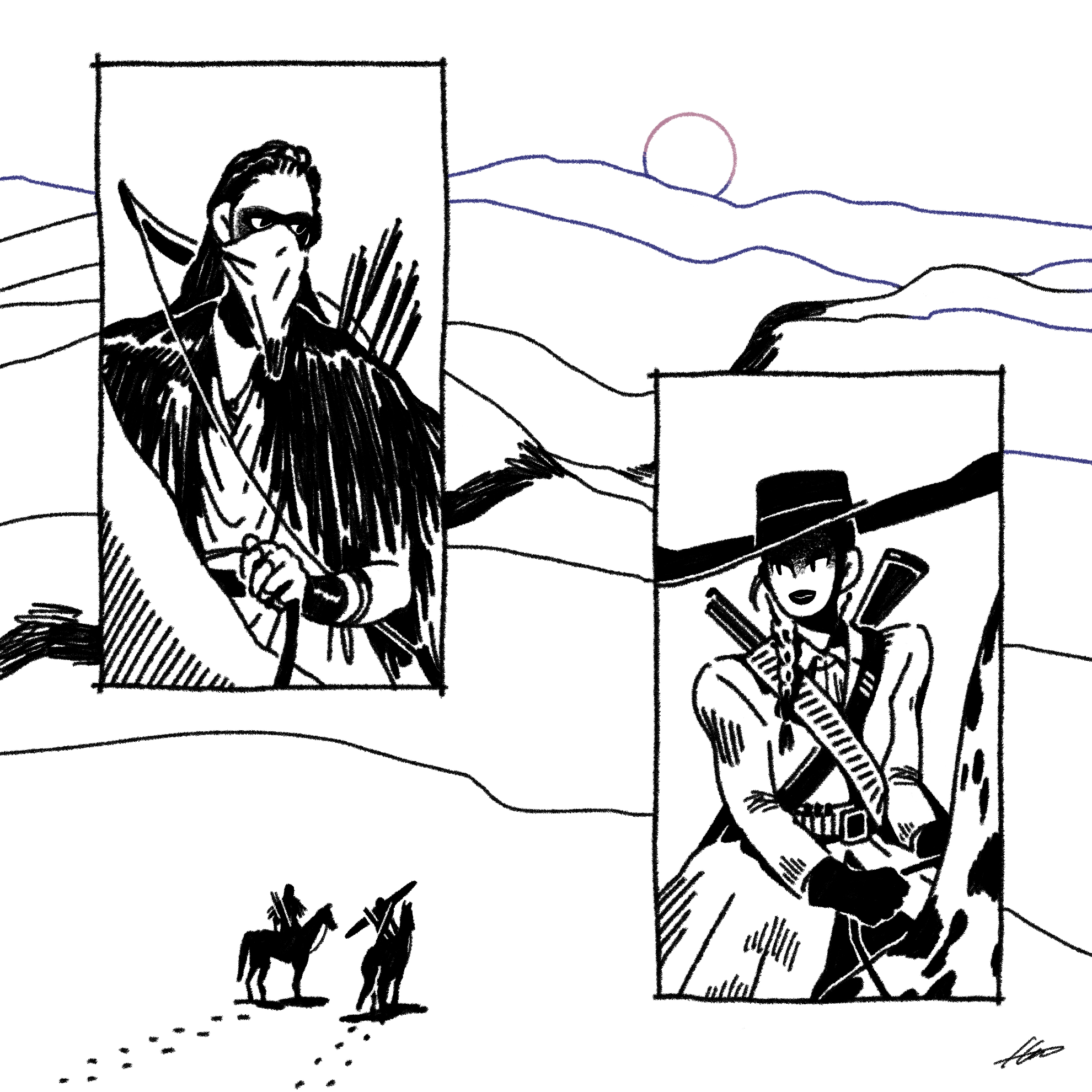 artwork Character design Drawing  graphic design  illust ILLUSTRATION  night timelapse western