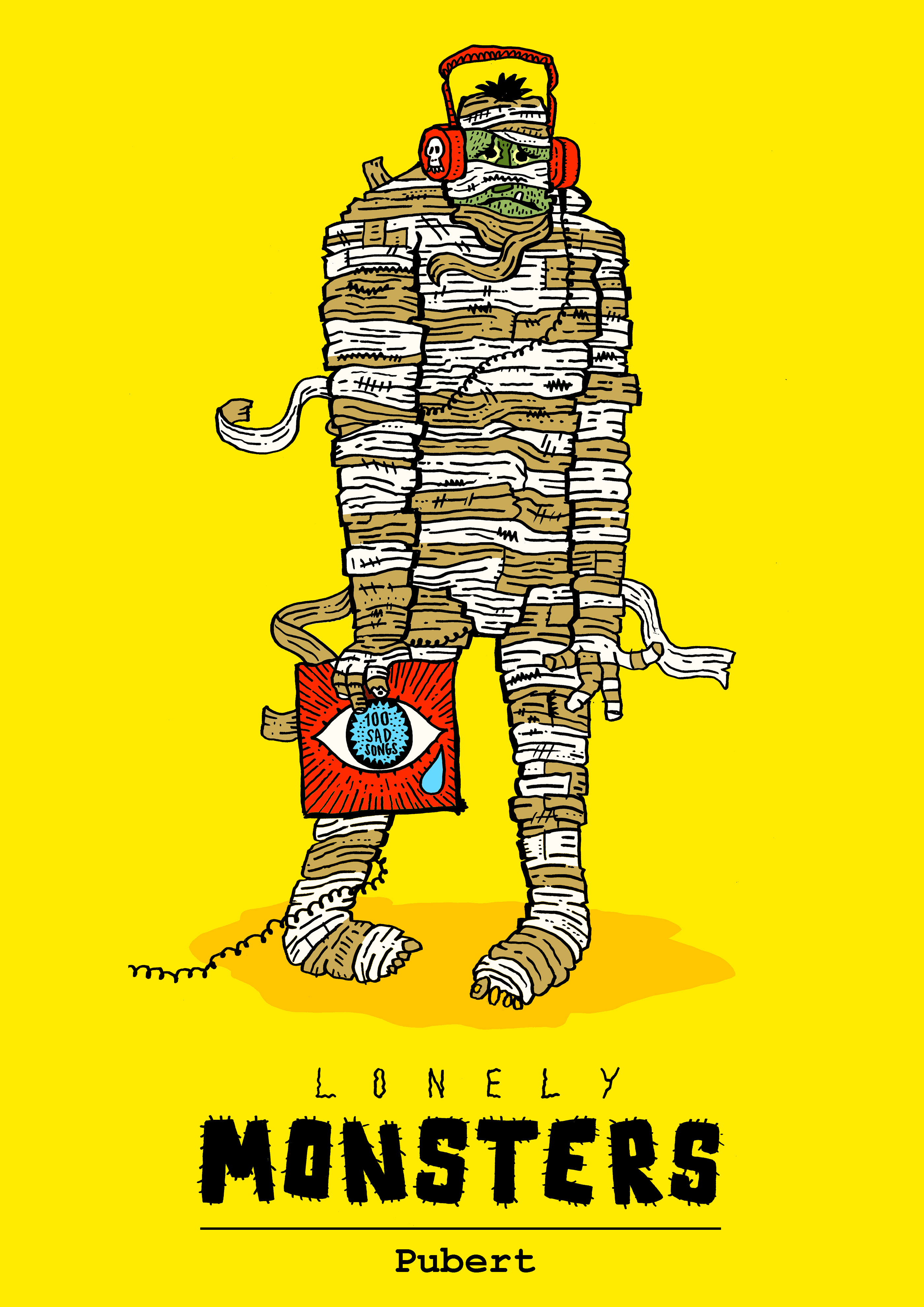 lonely monsters illo pen doodle pencil Illustrator mrwoodywoods handdrawn colour drawn hand