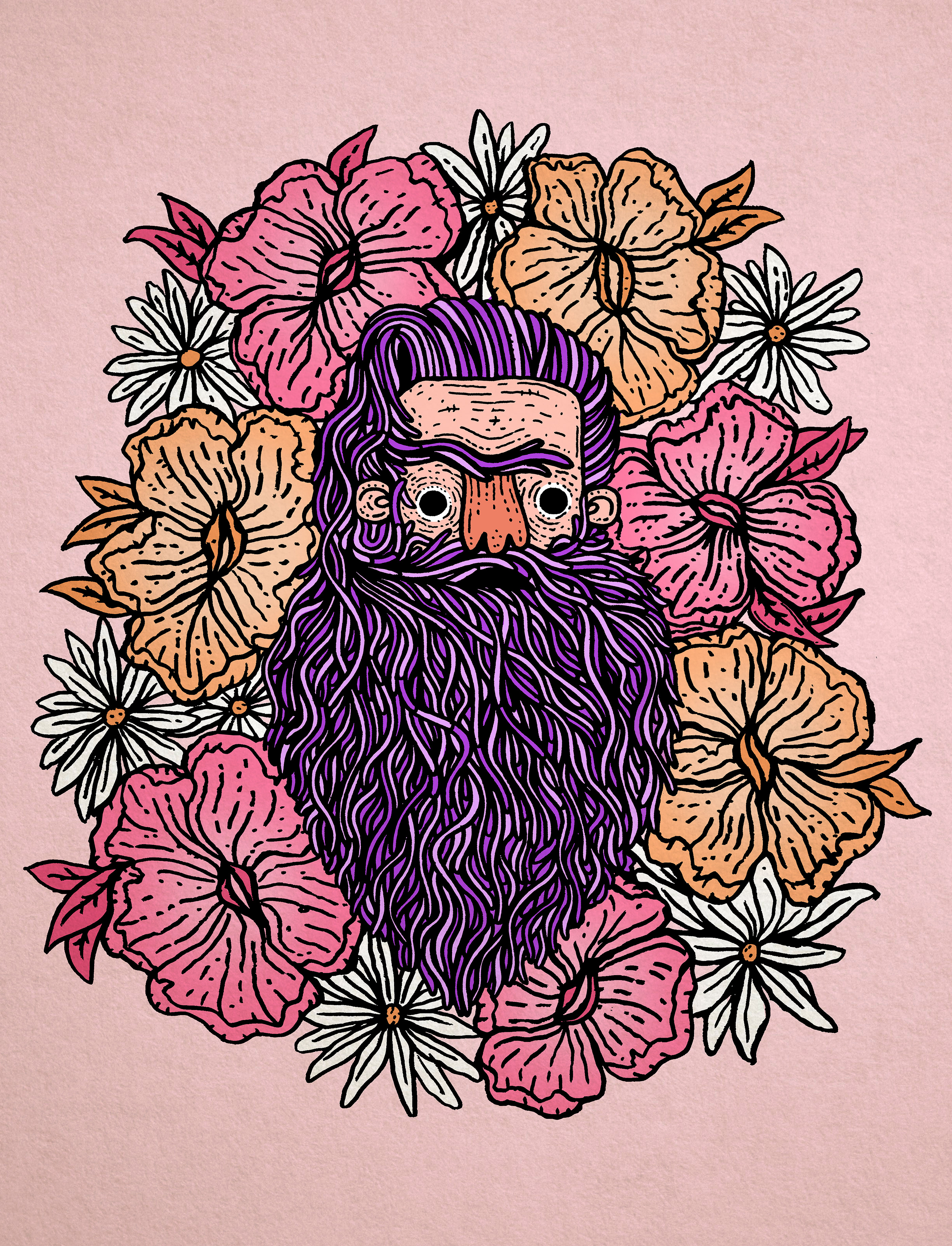 beard Hipster illo sketch doodle Illustrator instagram Flowers floral pattern bearded