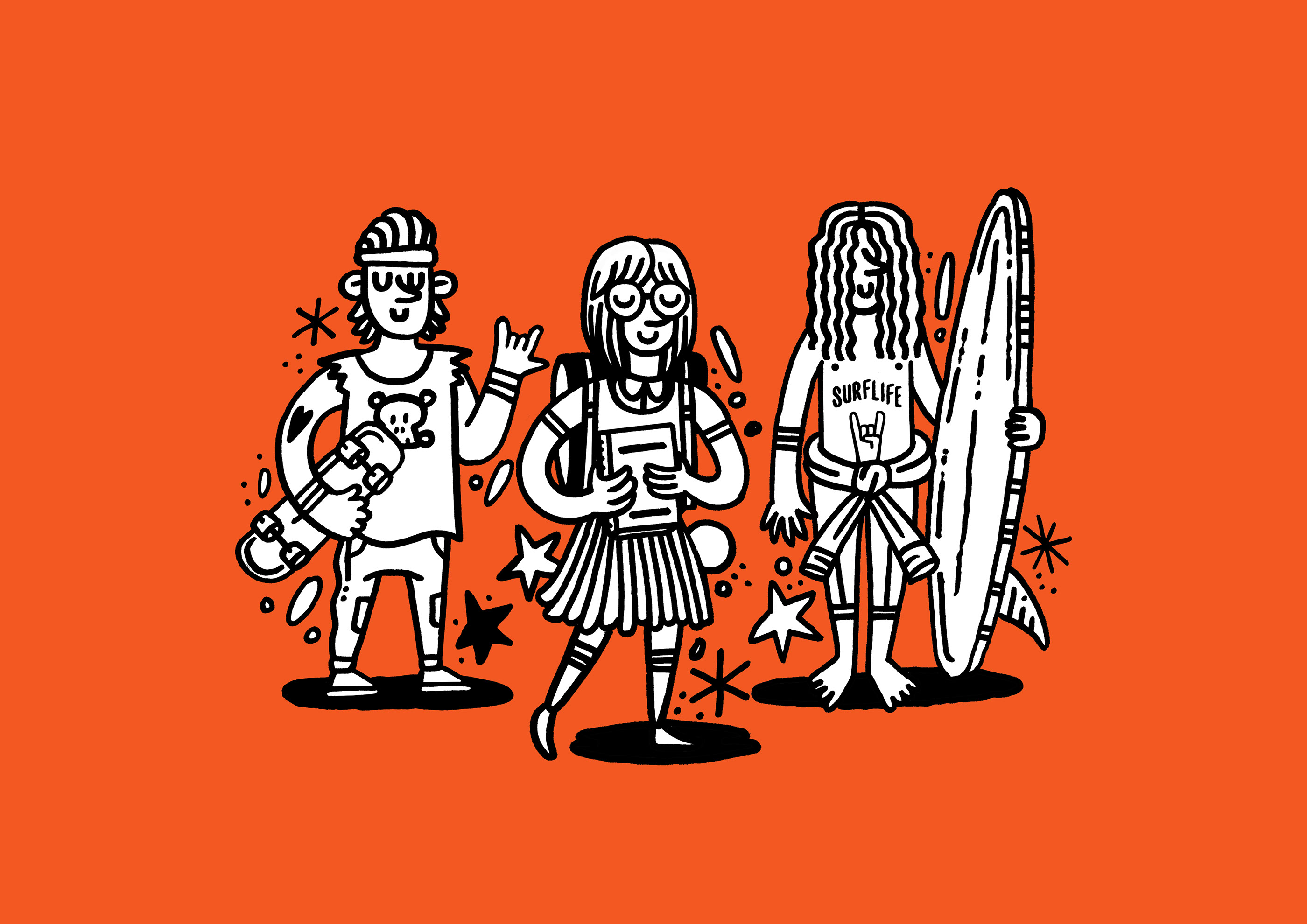 doodle Drawing  ink Character cartoon people hipsters cool colour pattern