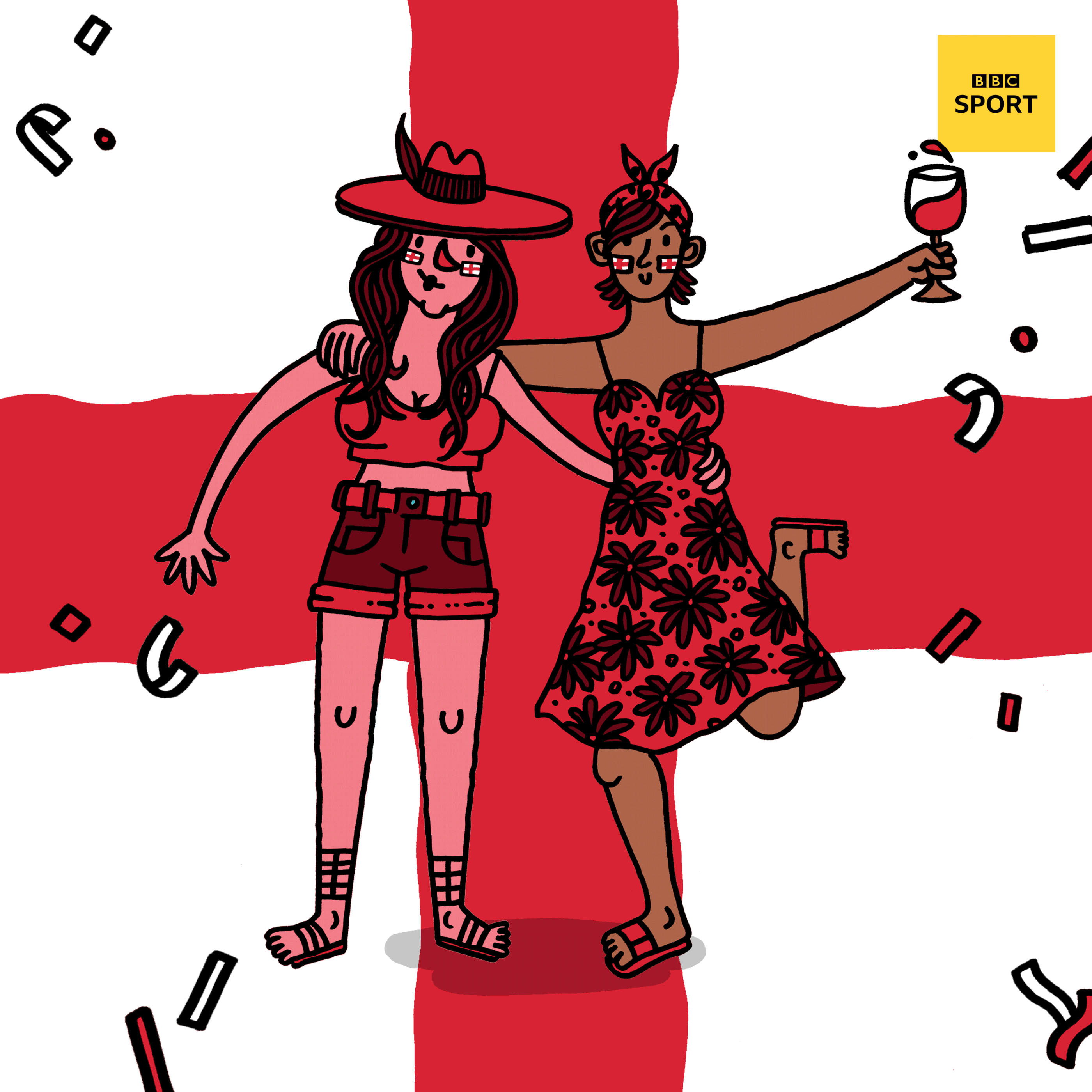 BBC sport football WorldCup doodle ink Illustrator social post