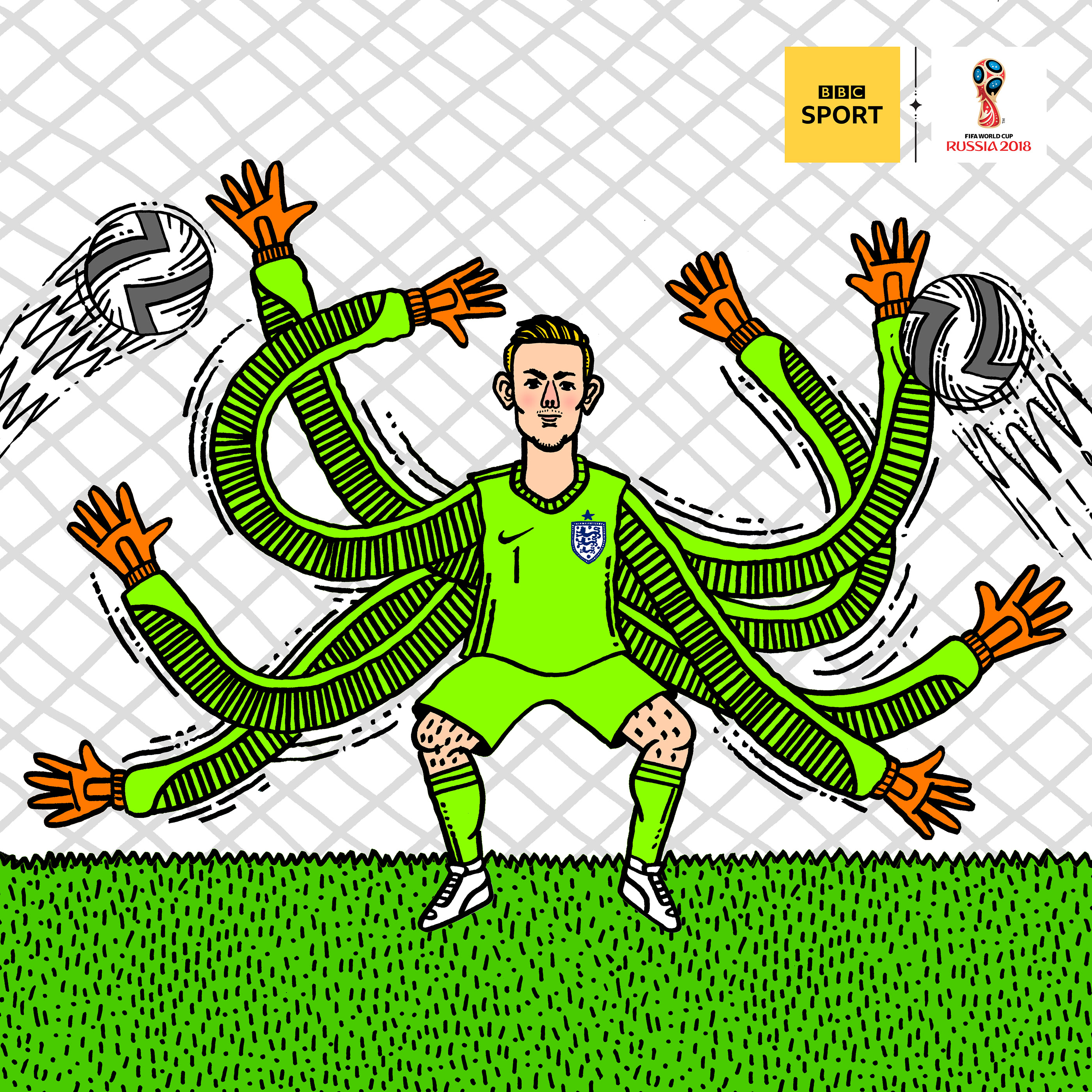 BBC sport football WorldCup doodle ink Illustrator social post