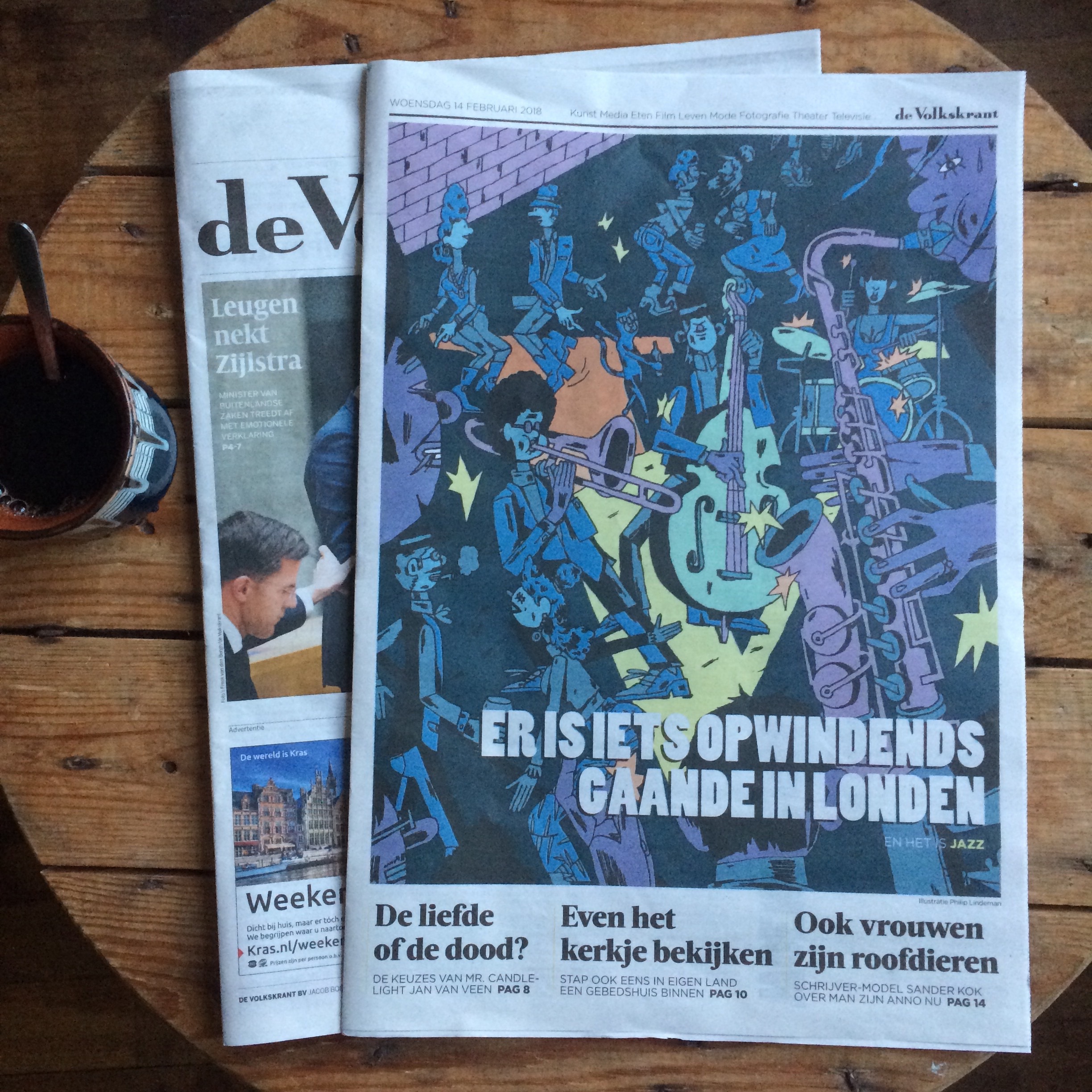 editorial cover illustrations De Volkskrant philip lindeman new london vibe jazz