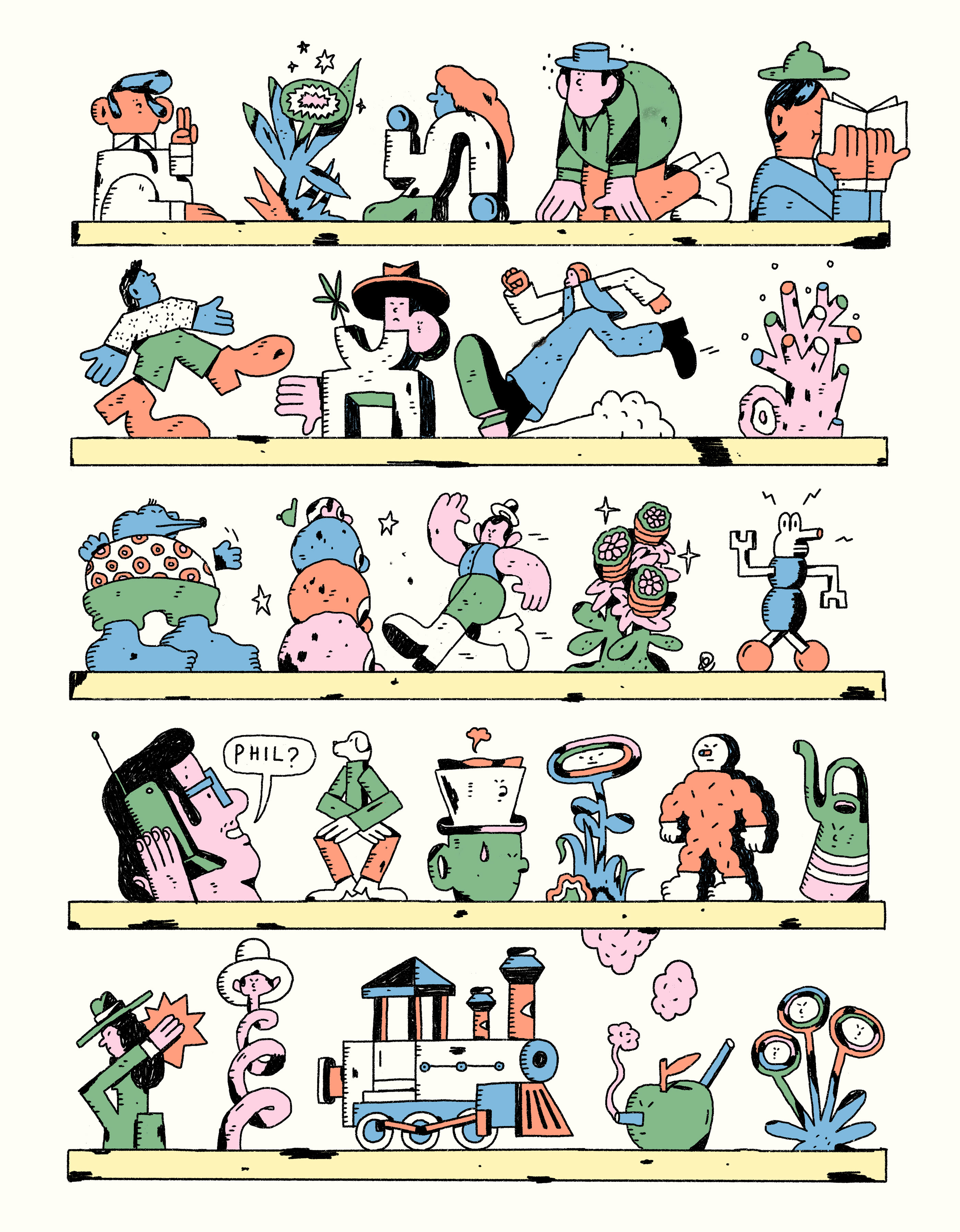 ILLUSTRATION  characters art Drawing  spatial souvenir plants objects philip lindeman
