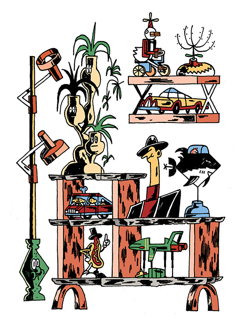 ILLUSTRATION  characters art Drawing  spatial souvenir plants objects philip lindeman