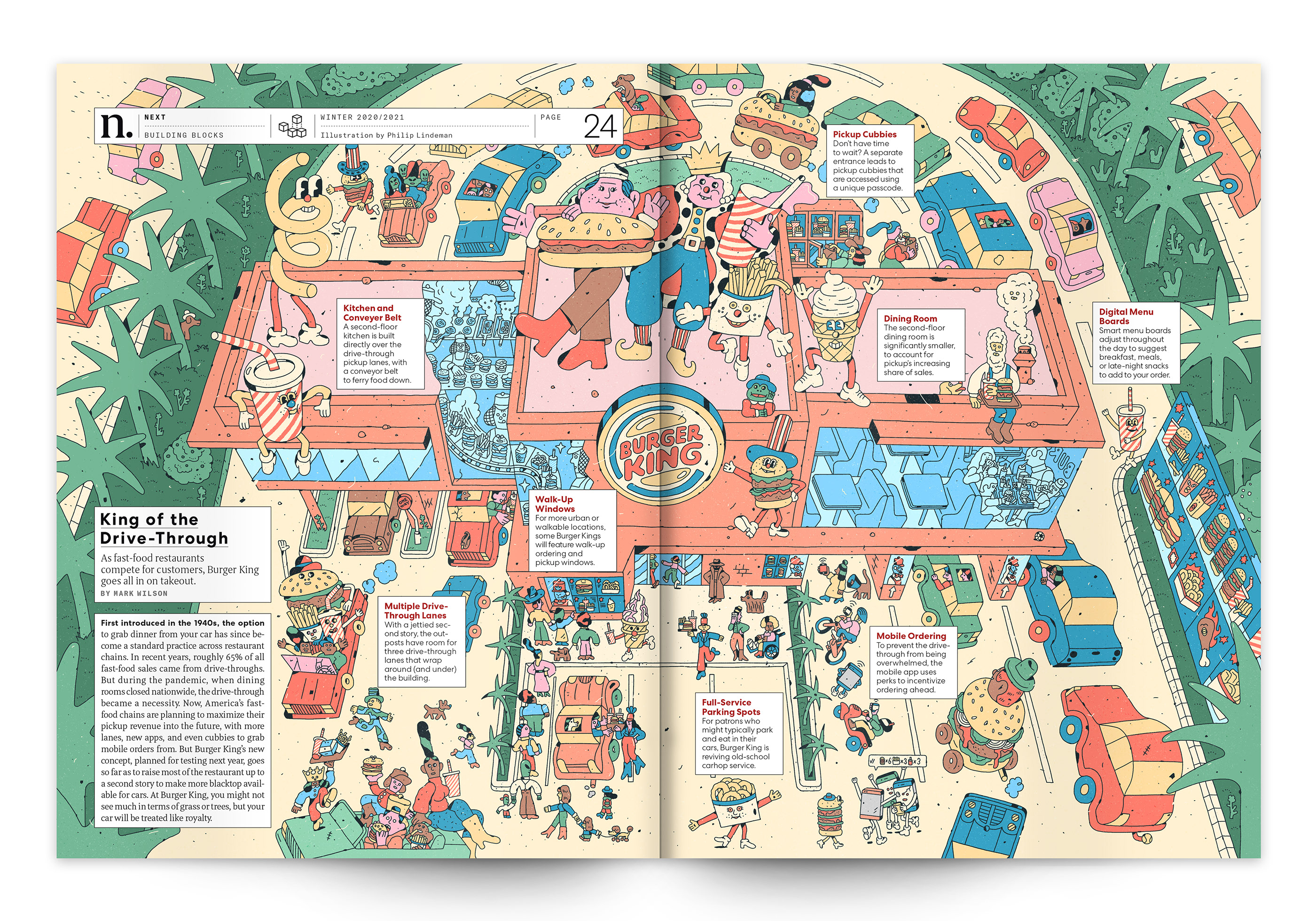 Burger King fast company illustrated spread ILLUSTRATION  philip lindeman