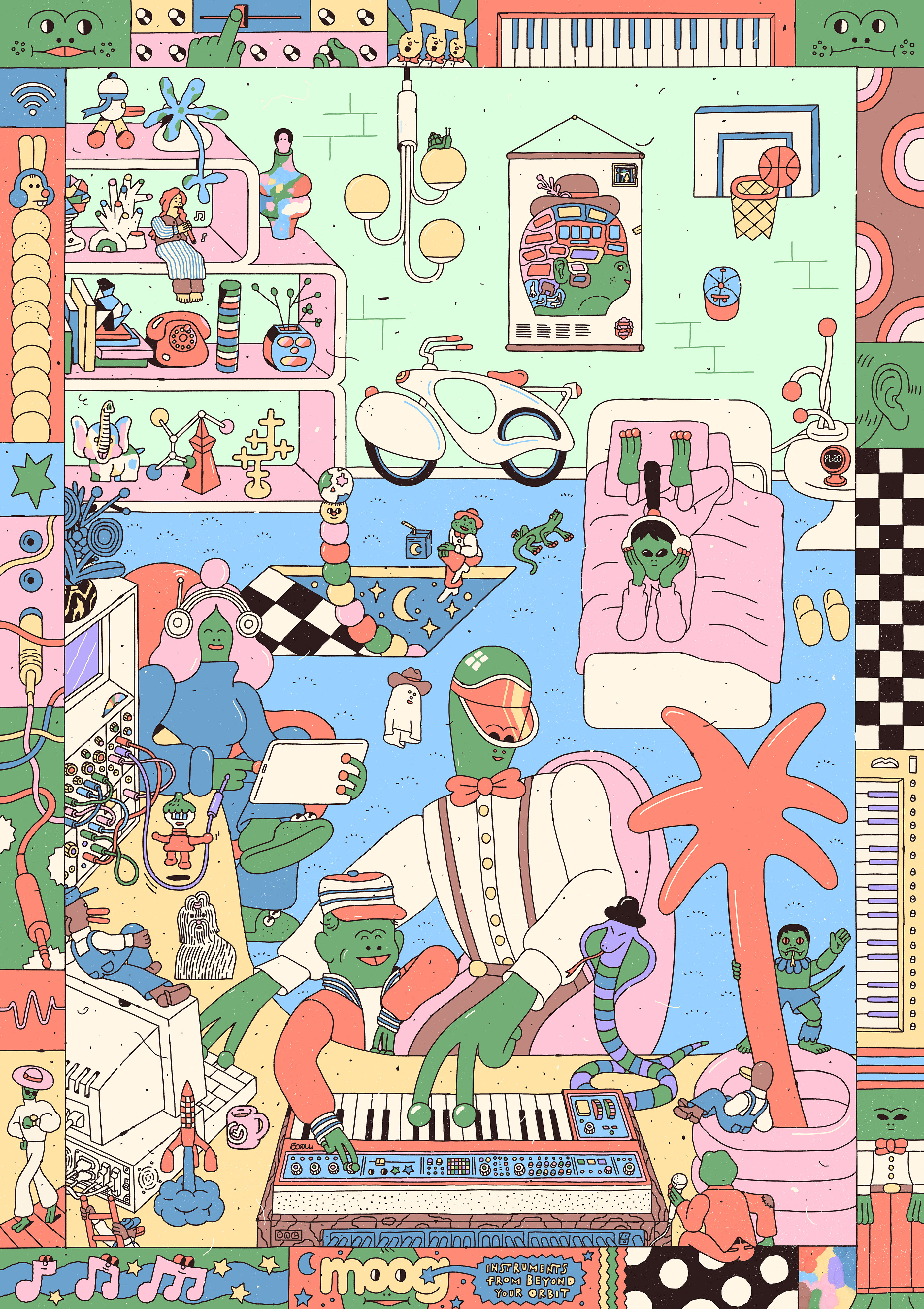 catalog design ILLUSTRATION  Moog Music philip lindeman poster